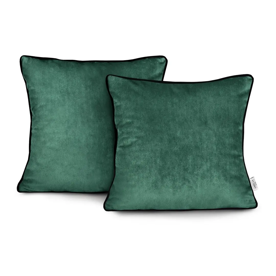 Restilo Povlaky na polštáře AmeliaHome Velvet Piping tmavě zelené, velikost 45x45