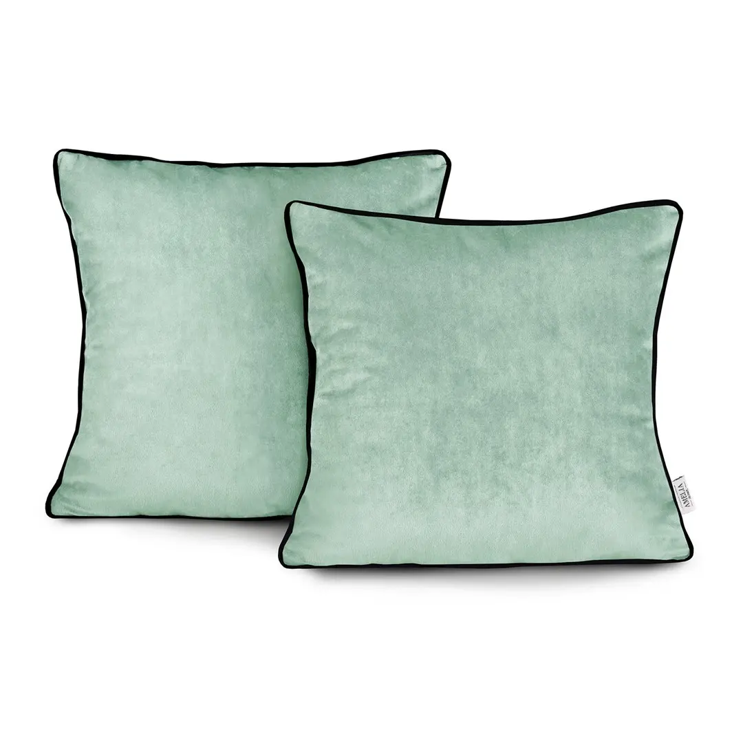 Restilo Povlaky na polštáře AmeliaHome Velvet Piping mátové, velikost 45x45