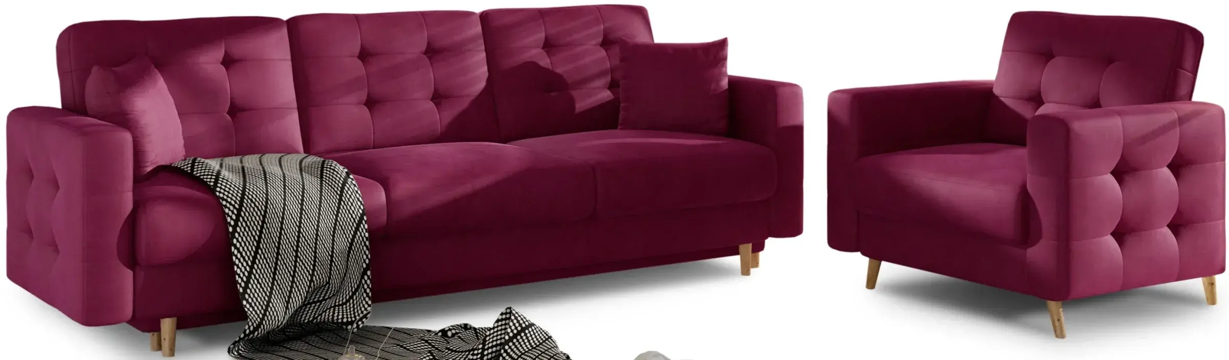 Eltap Sedací souprava ASGARD 3+1 Mat Velvet 68 vínová