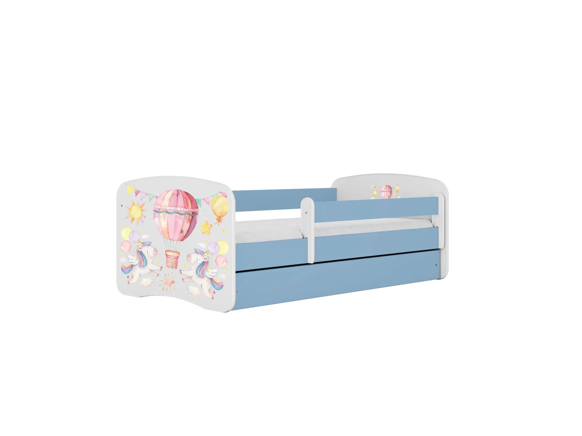 Kocot kids Dětská postel Babydreams balón modrá, varianta 80x160, se šuplíky, s matrací