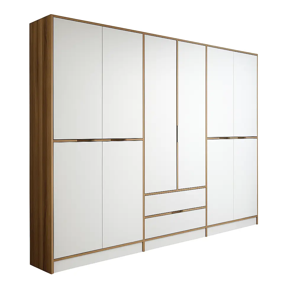 Kalune Design Šatní skříň Elina 270 cm bílá/ořech