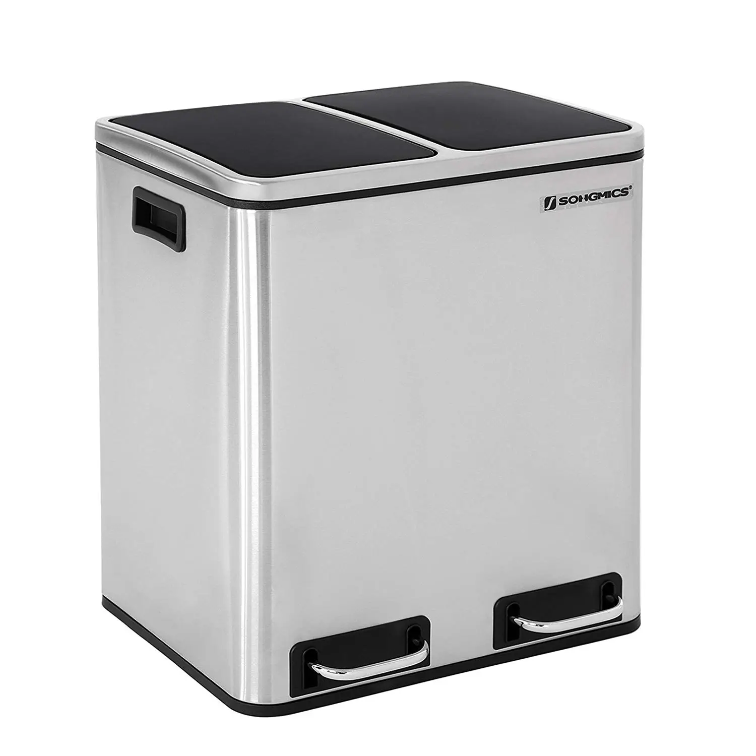 SONGMICS Odpadkový koš Rubax 2x15 L stříbrno-černý