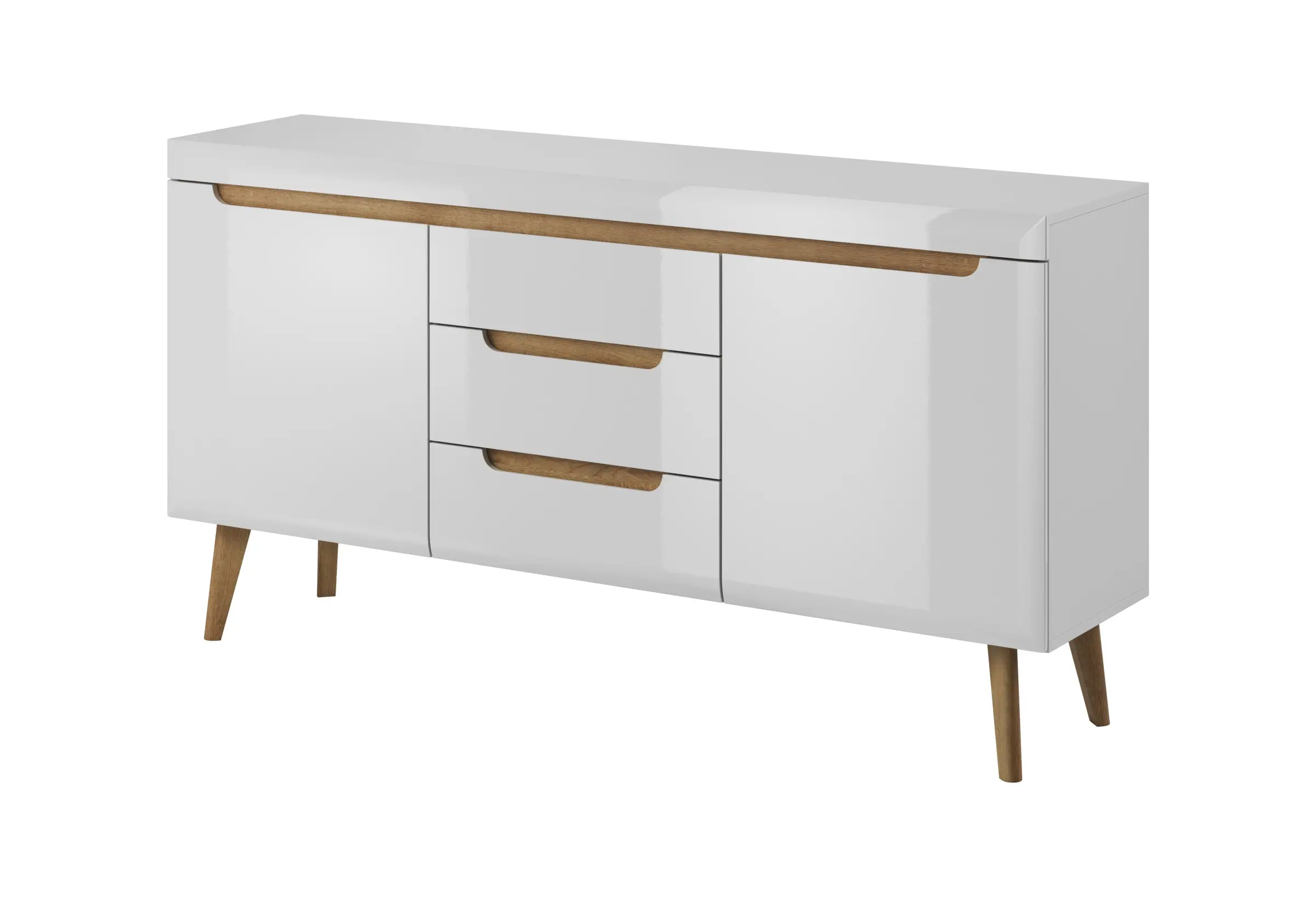 Piaski Komoda Nordi 160 cm s šuplíky bílá/dub Riviéra