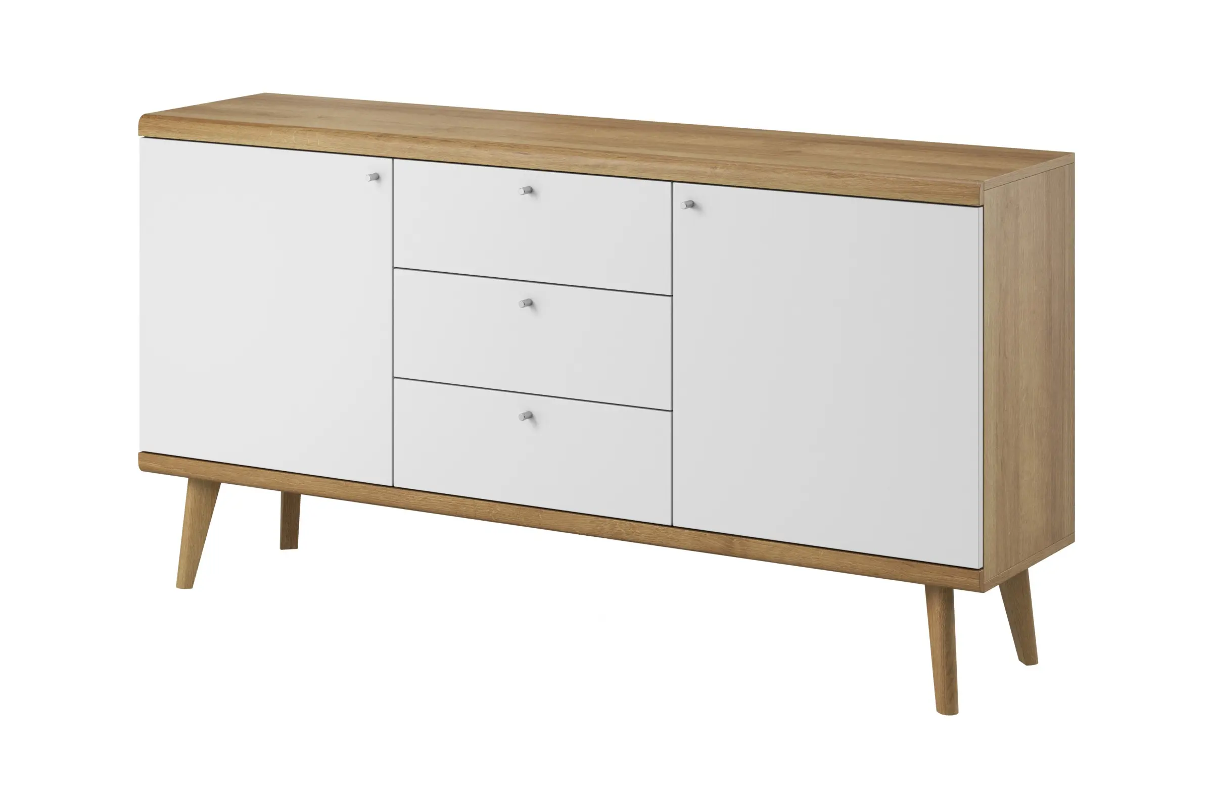 Piaski Komoda Primo 160 cm s šuplíky dub Riviéra/bílá
