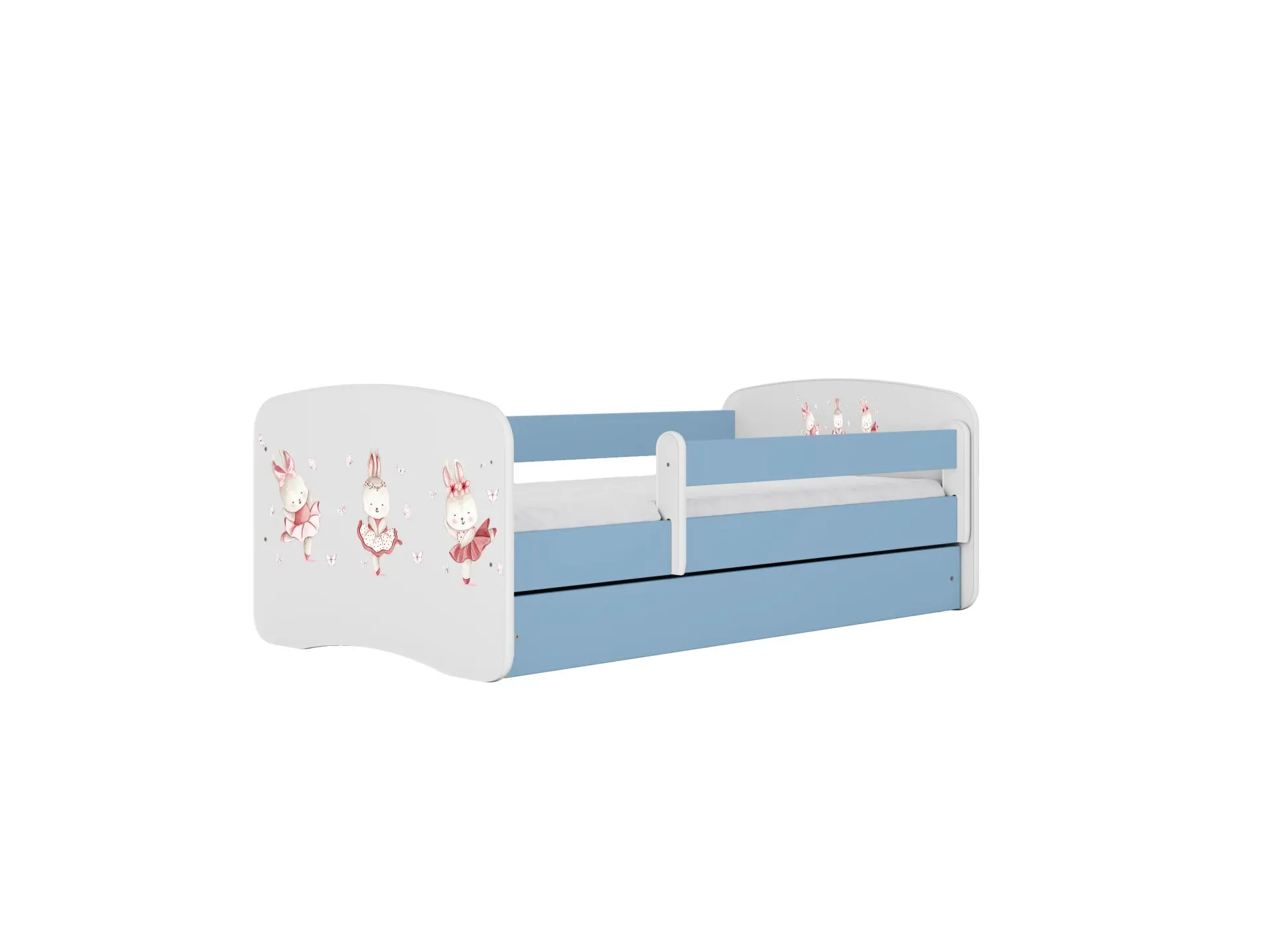 Dětská postel Babydreams+SZ+M modrá 70x140 Tančící králíčci