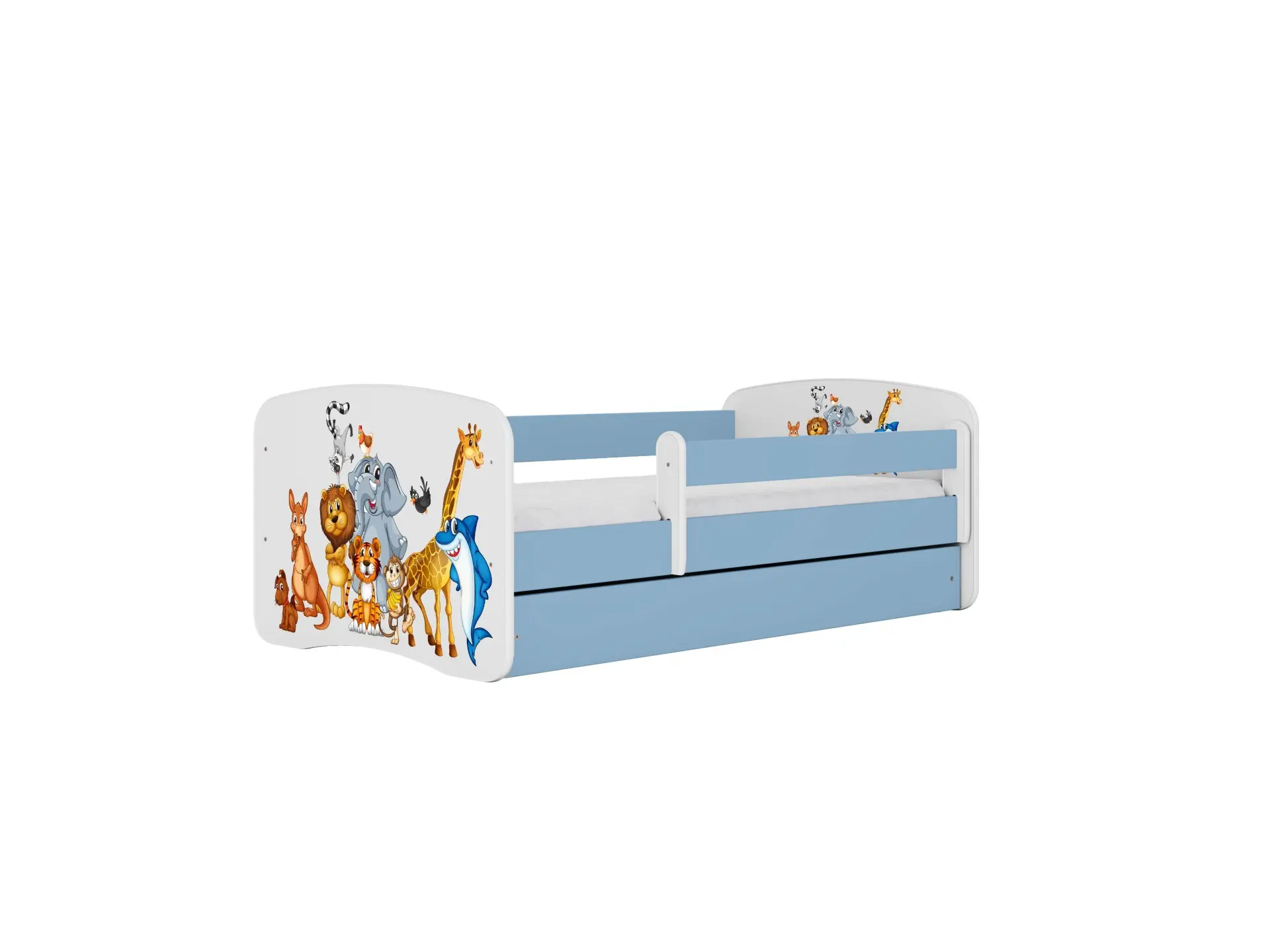 Kocot kids Dětská postel Babydreams zvířátka modrá, varianta 80x180, se šuplíky, s matrací