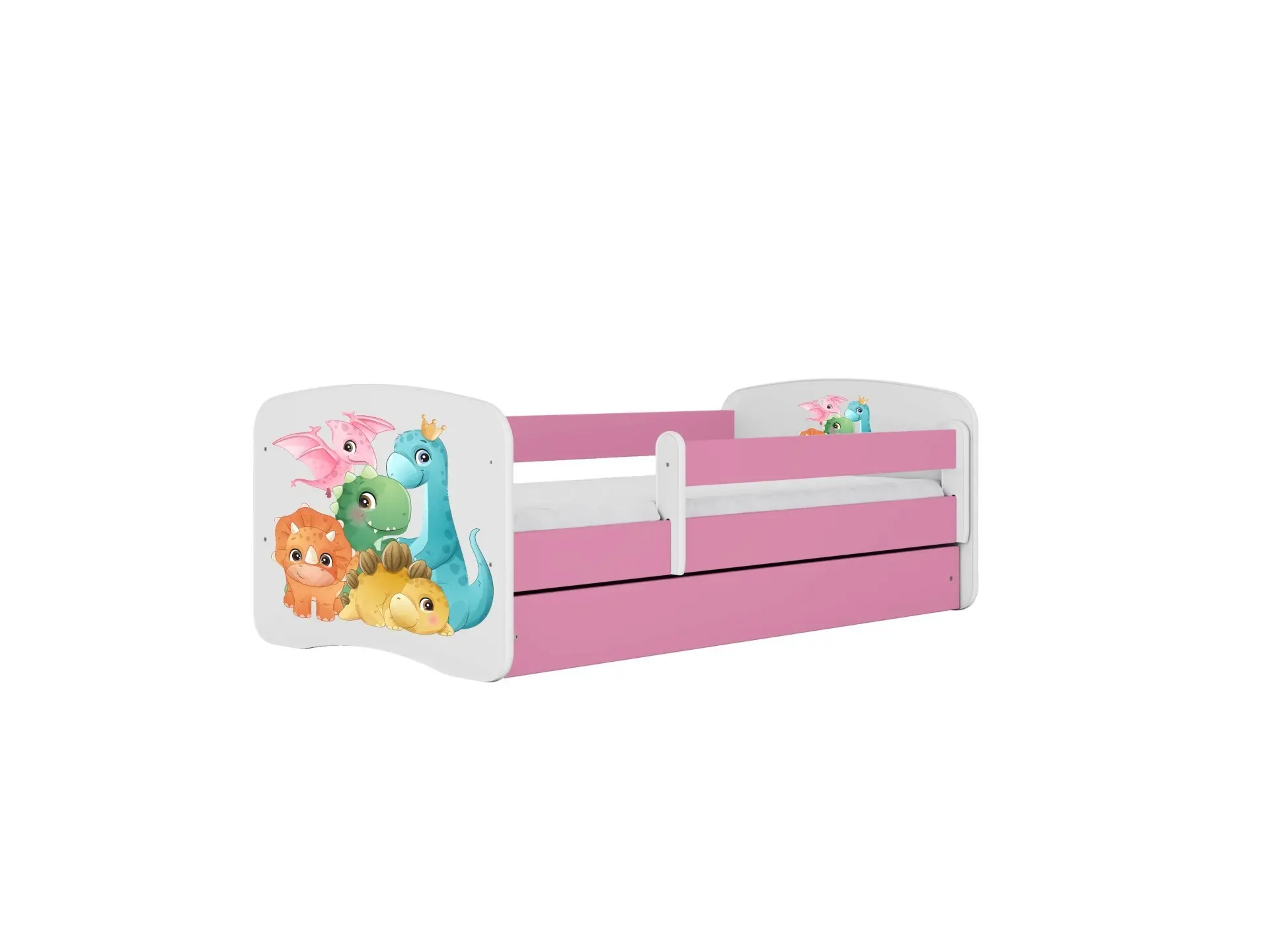 Kocot kids Dětská postel Babydreams dinosauři růžová, varianta 80x160, se šuplíky, bez matrace
