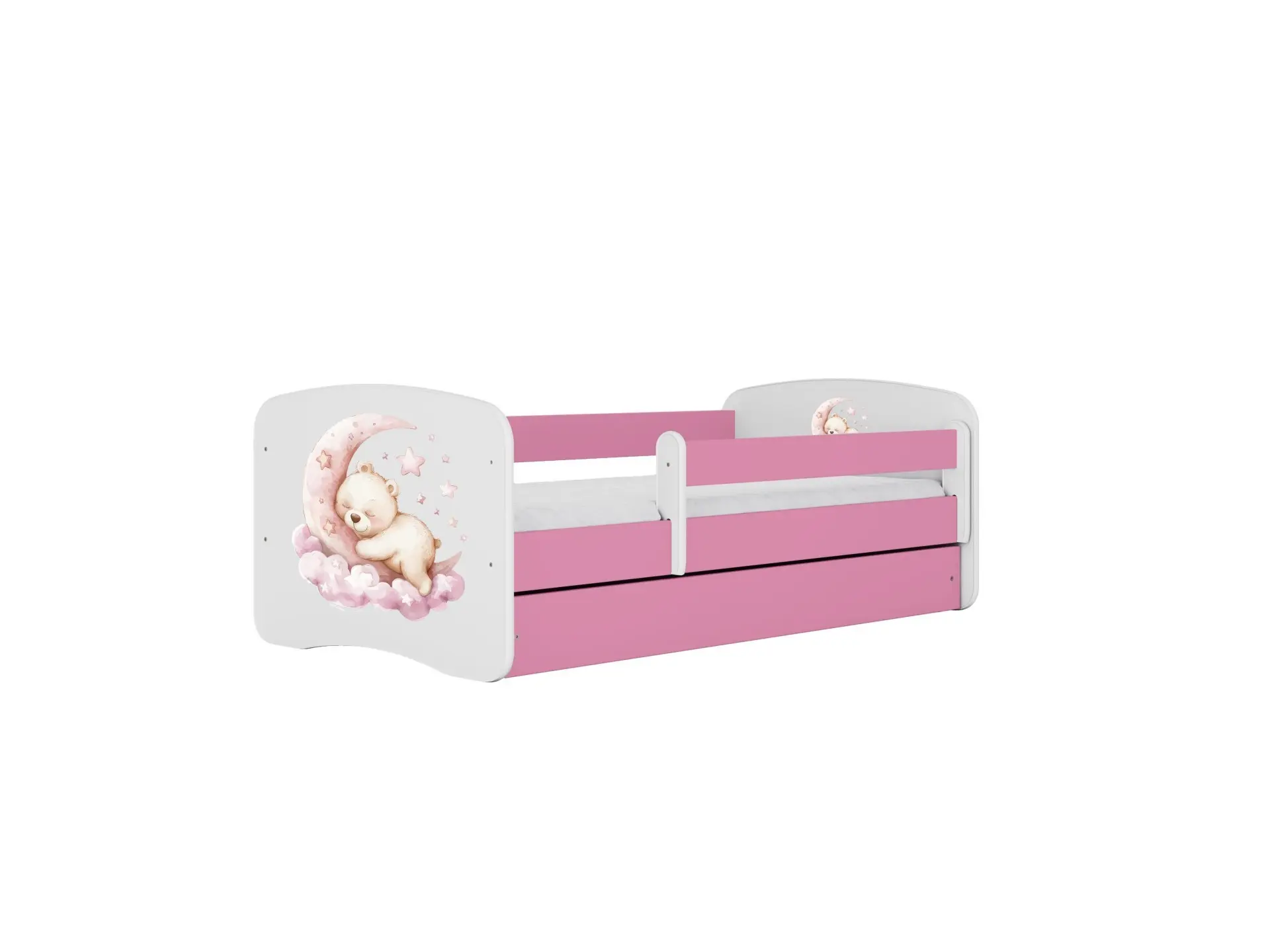 Kocot kids Dětská postel Babydreams medvídek růžová, varianta 70x140, se šuplíky, s matrací