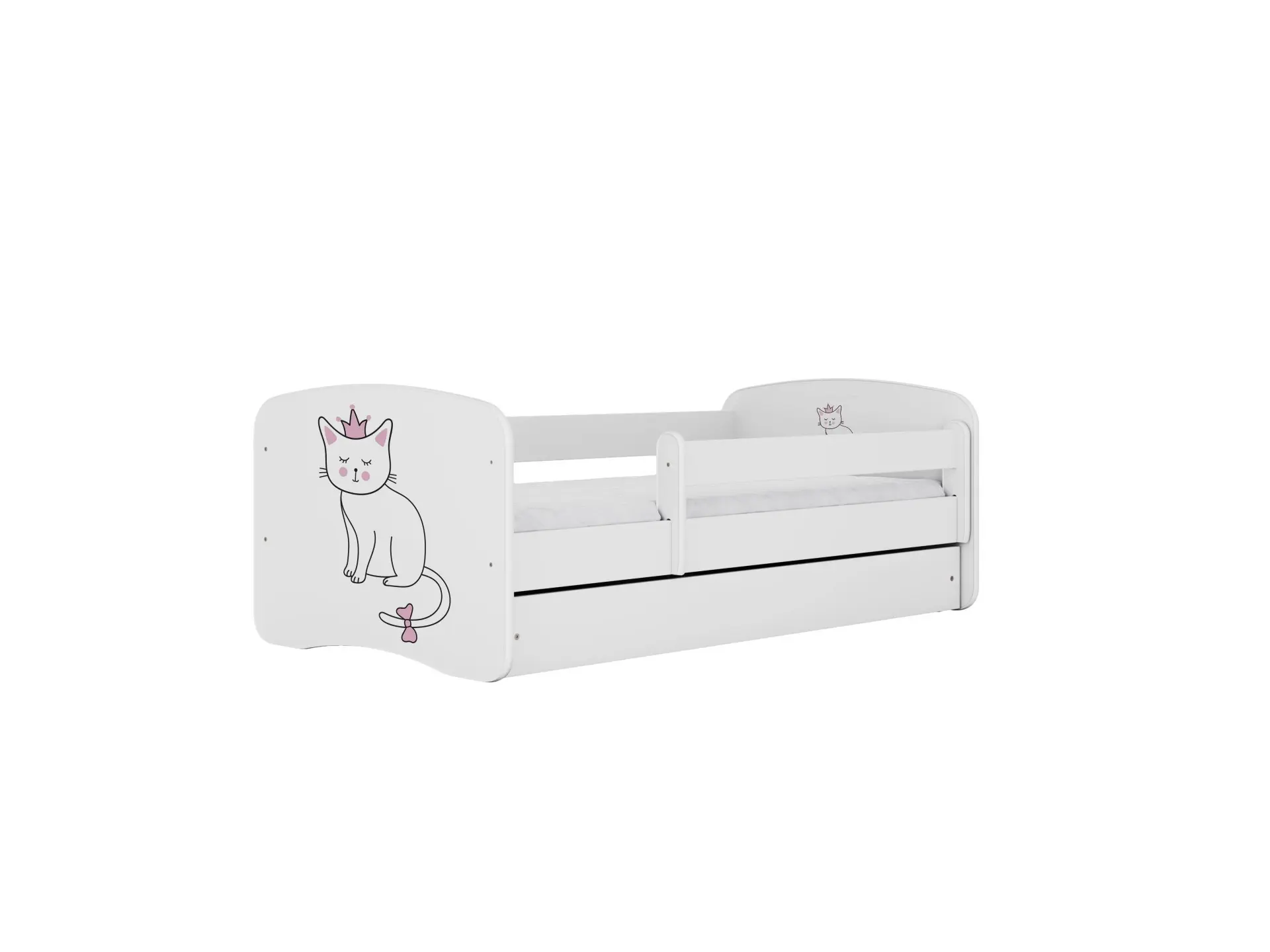 Kocot kids Dětská postel Babydreams kočka bílá, varianta 70x140, se šuplíky, s matrací