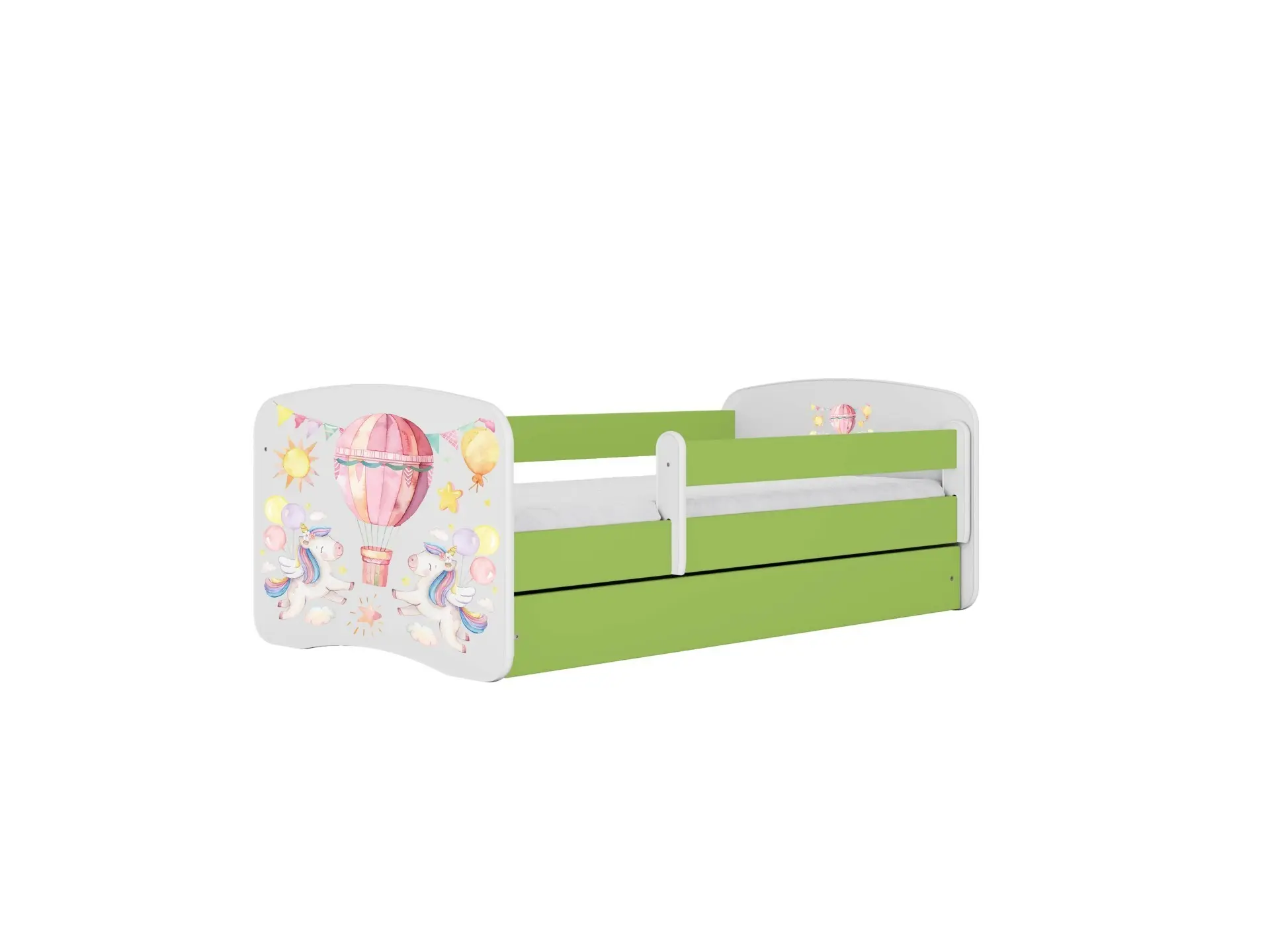 Kocot kids Dětská postel Babydreams balón zelená, varianta 80x160, se šuplíky, s matrací