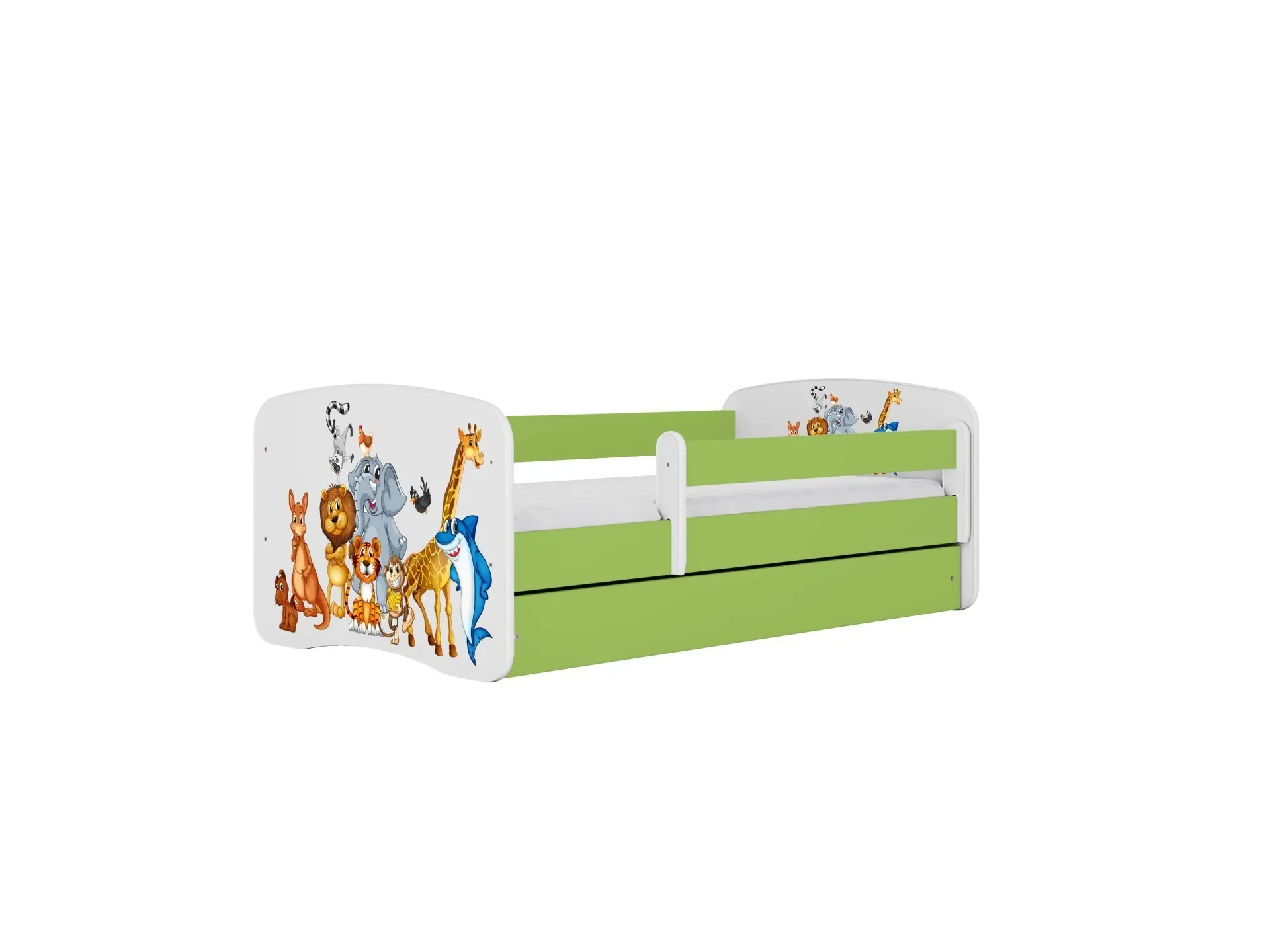 Dětská postel Babydreams+SZ+M zelená 70x140 Zvířátka