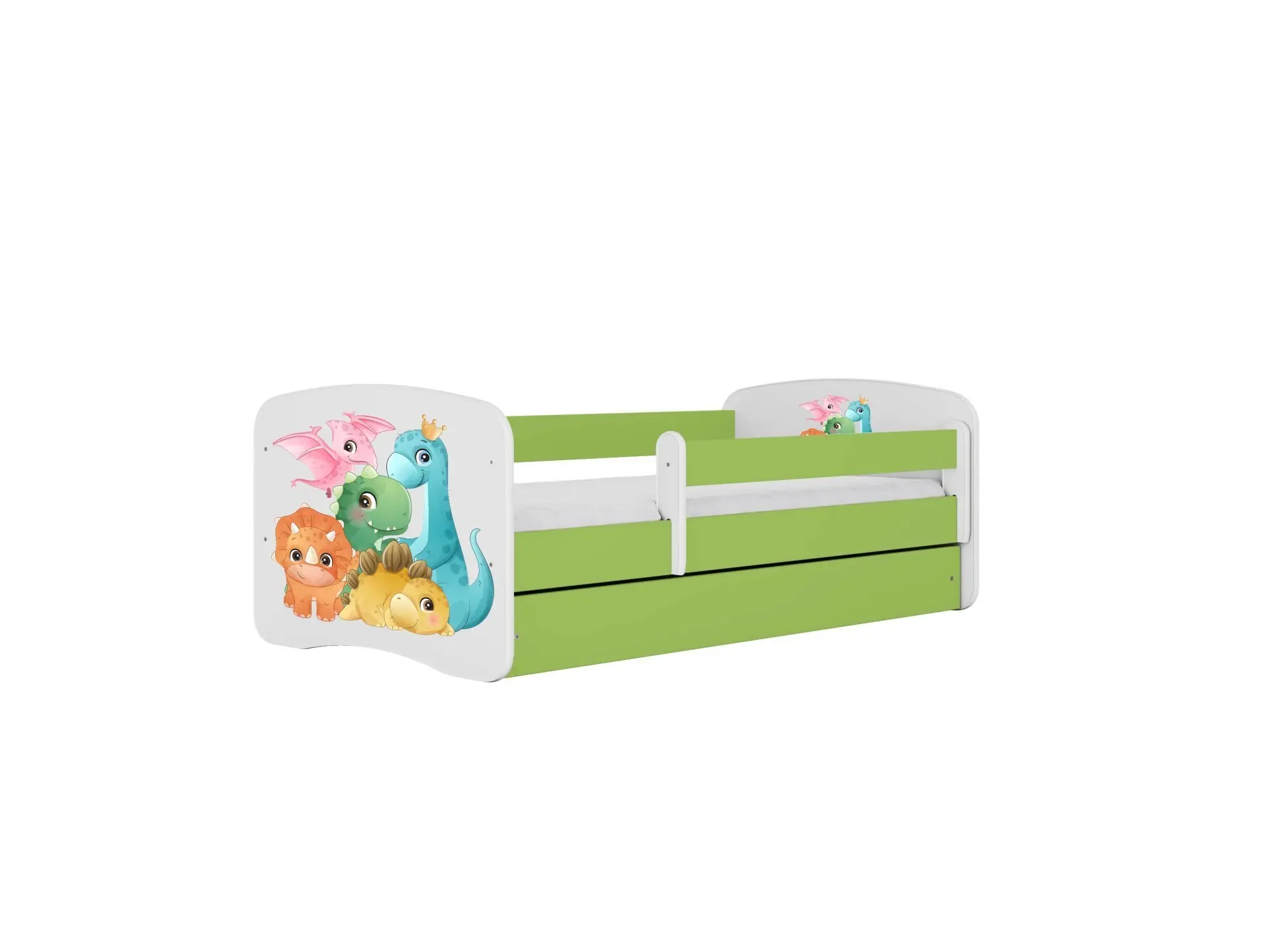 Kocot kids Dětská postel Babydreams dinosauři zelená, varianta 70x140, se šuplíky, s matrací
