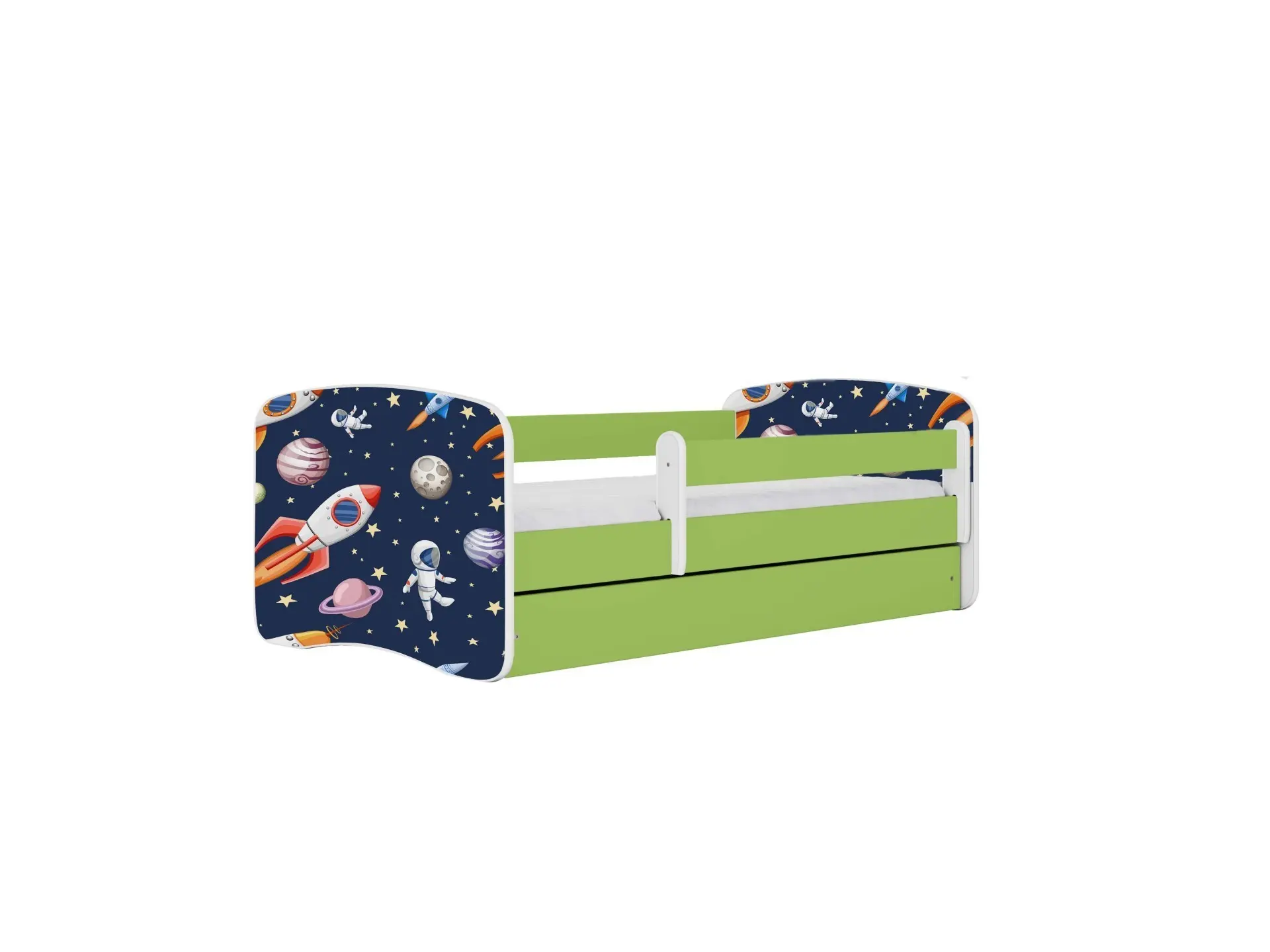 Kocot kids Dětská postel Babydreams vesmír zelená, varianta 80x160, bez šuplíků, s matrací