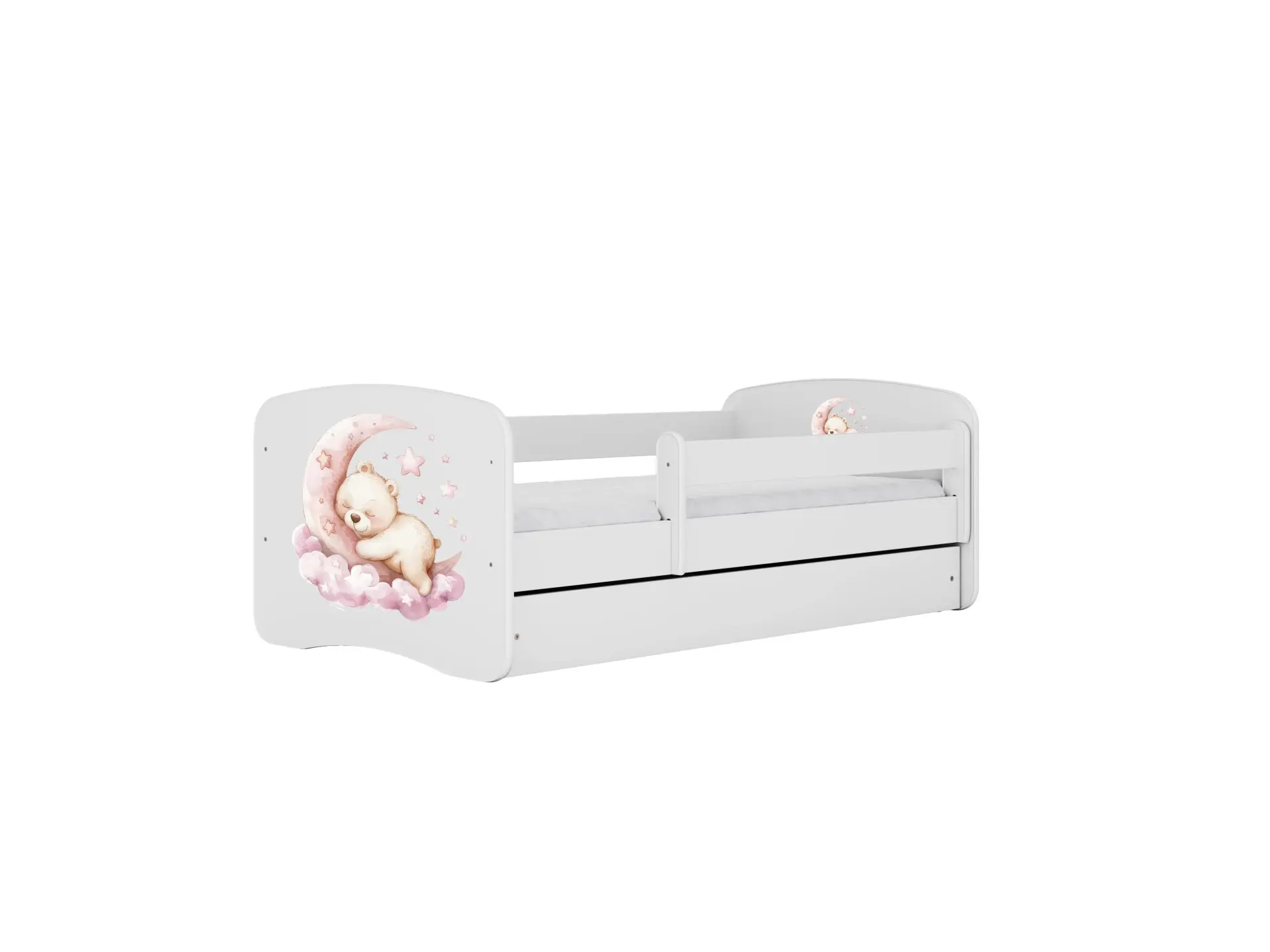 Kocot kids Dětská postel Babydreams medvídek bílá, varianta 80x160, se šuplíky, s matrací