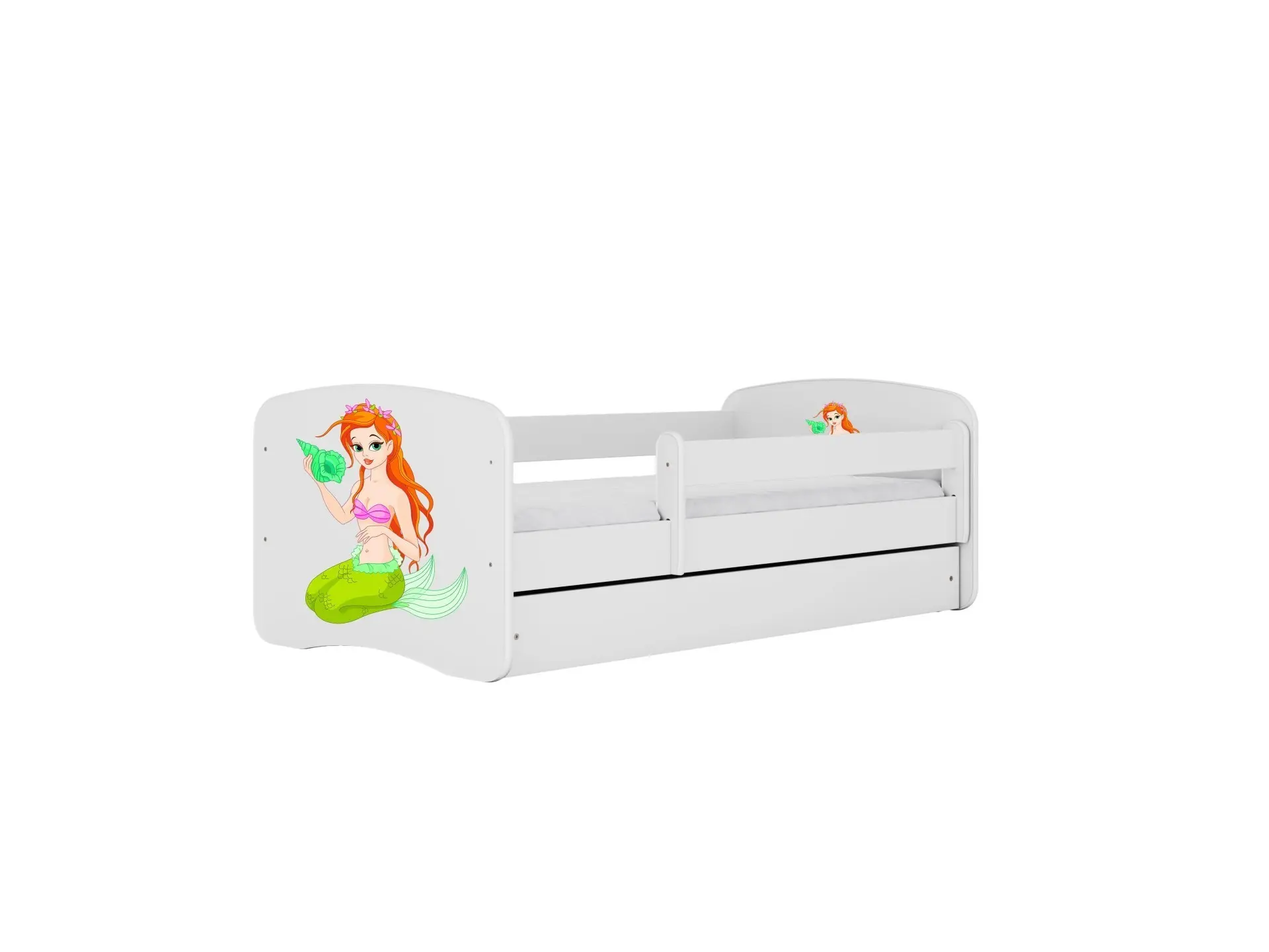 Kocot kids Dětská postel Babydreams mořská panna bílá, varianta 80x180, se šuplíky, s matrací