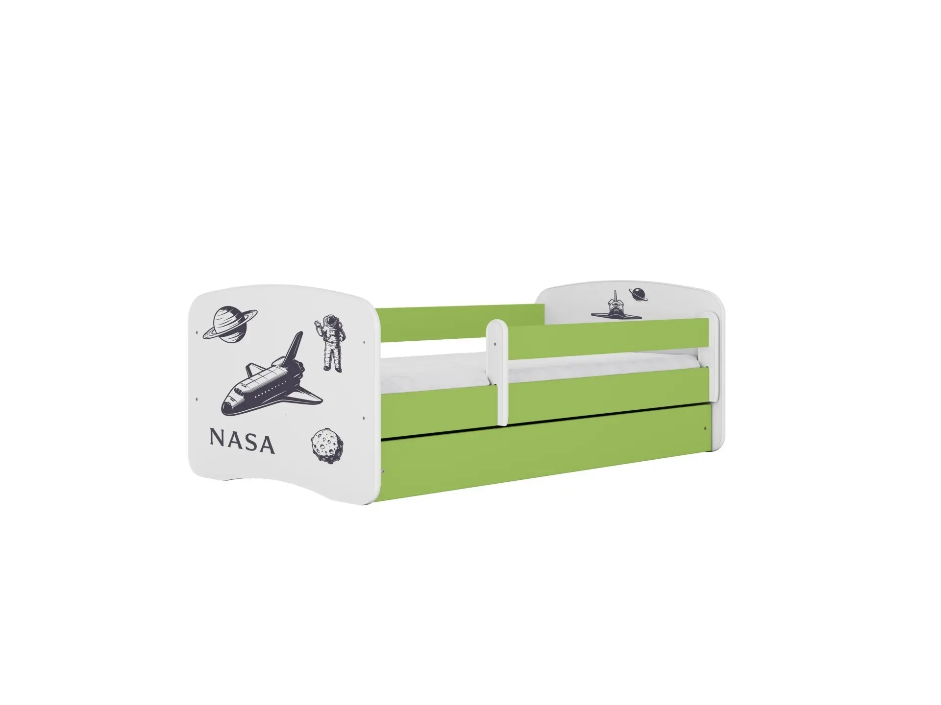 Kocot kids Dětská postel Babydreams Nasa zelená, varianta 80x180, se šuplíky, s matrací