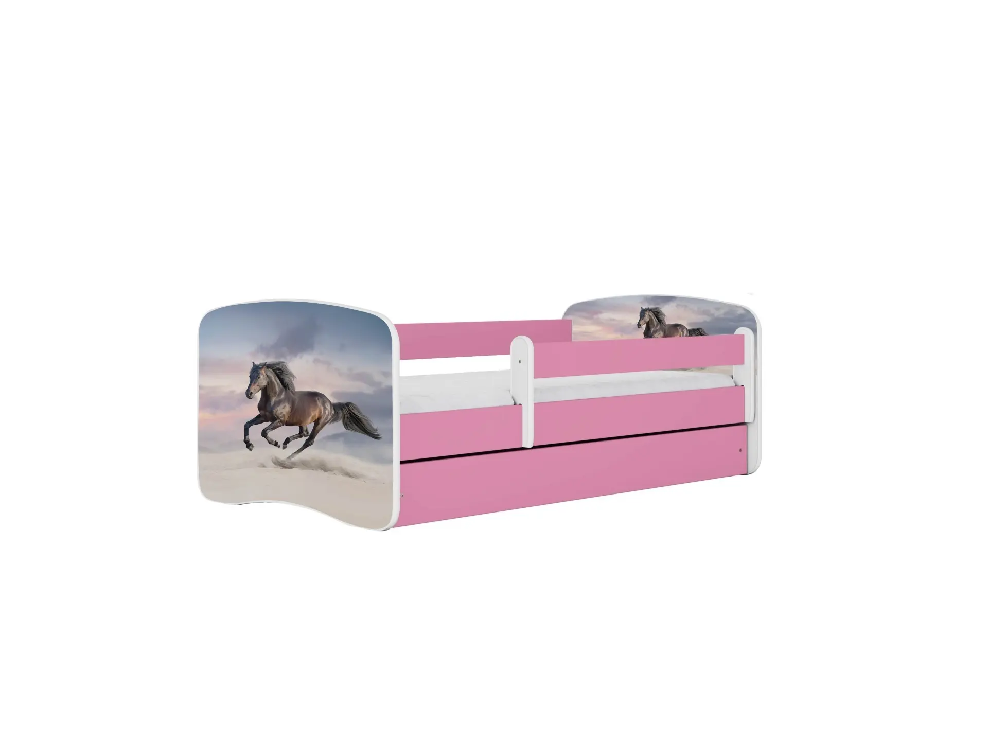 Kocot kids Dětská postel Babydreams běžící kůň růžová, varianta 80x180, se šuplíky, s matrací