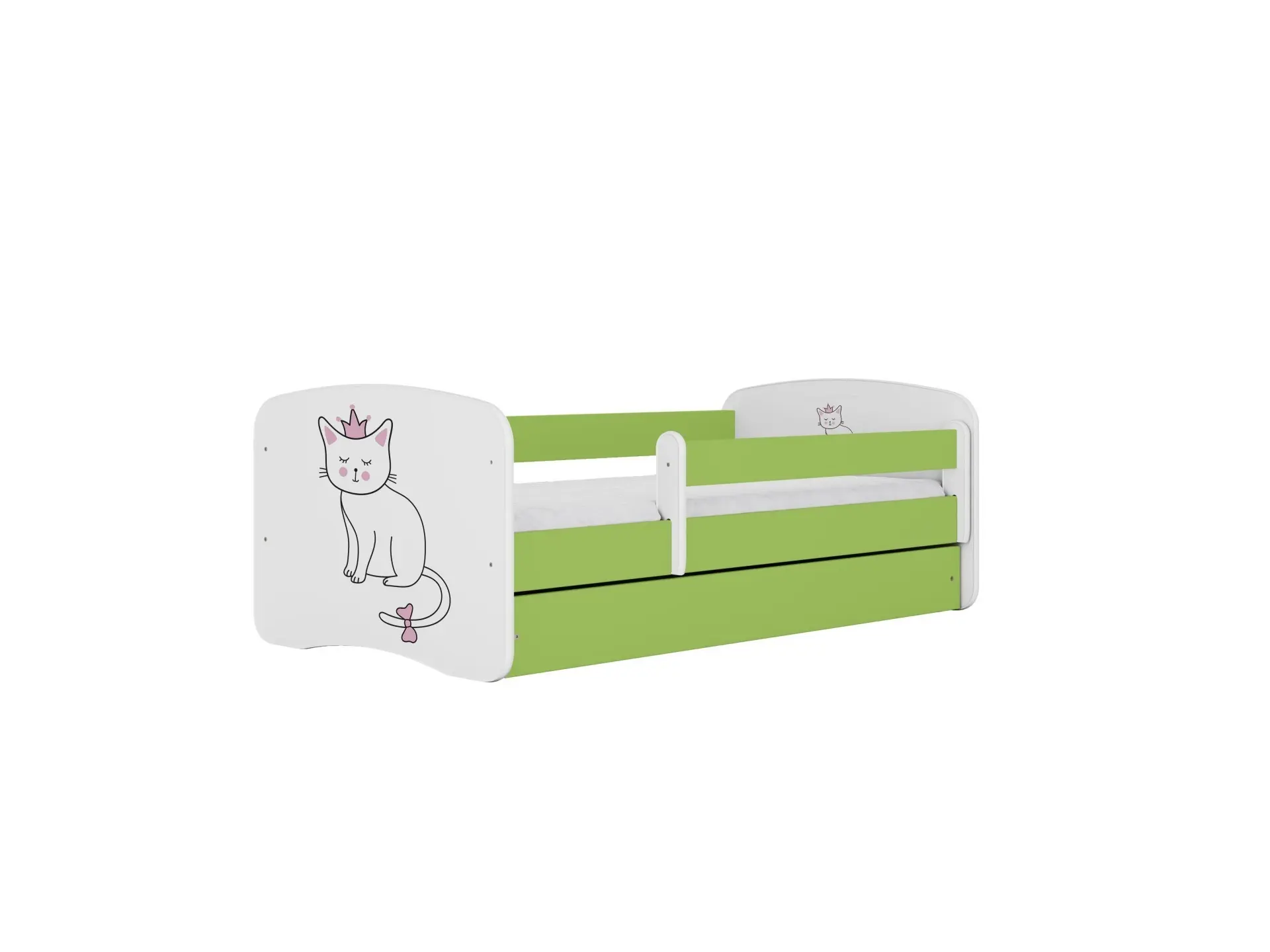 Kocot kids Dětská postel Babydreams kočka zelená, varianta 80x180, bez šuplíků, s matrací