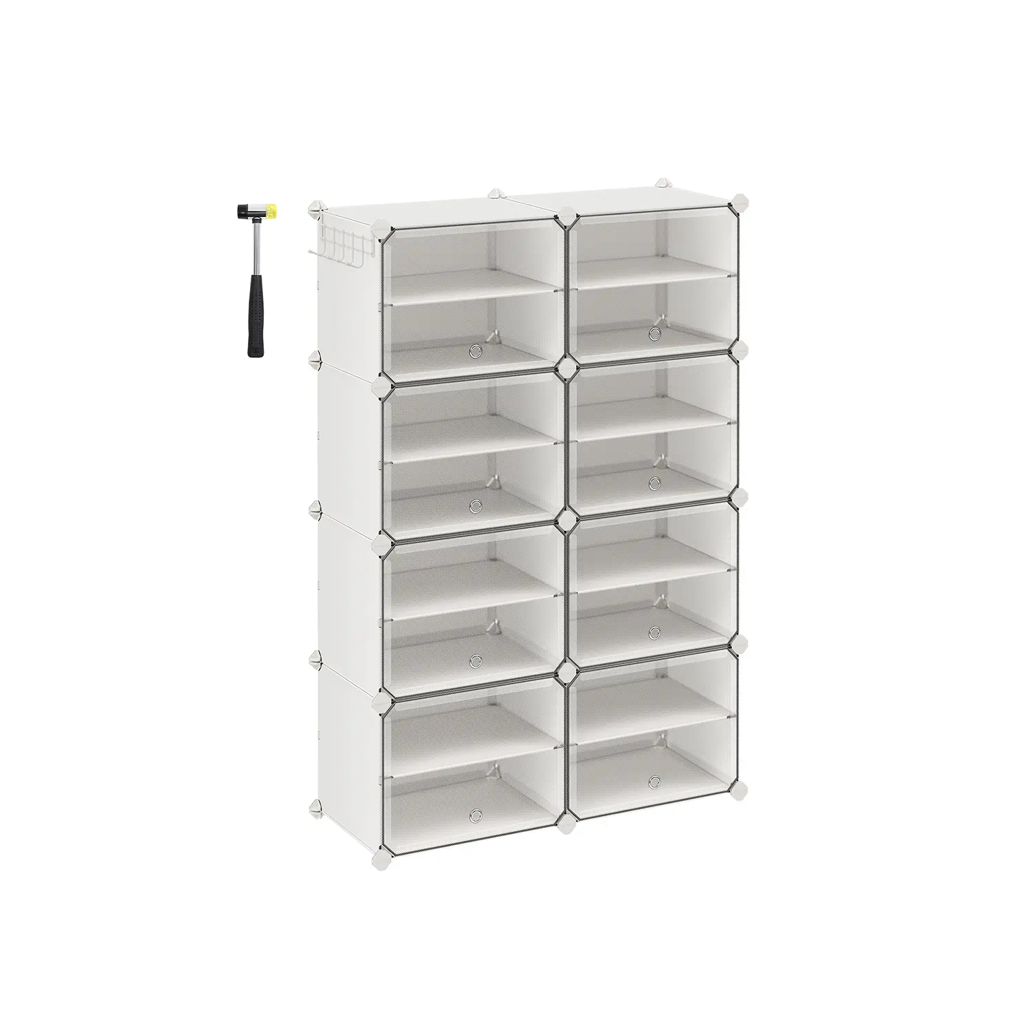 SONGMICS Modulární botník Lux s 8 dvířky čirý/bílý