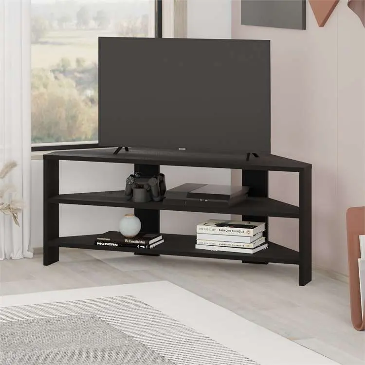 Rohový TV stolek Houseland Thales dub černý