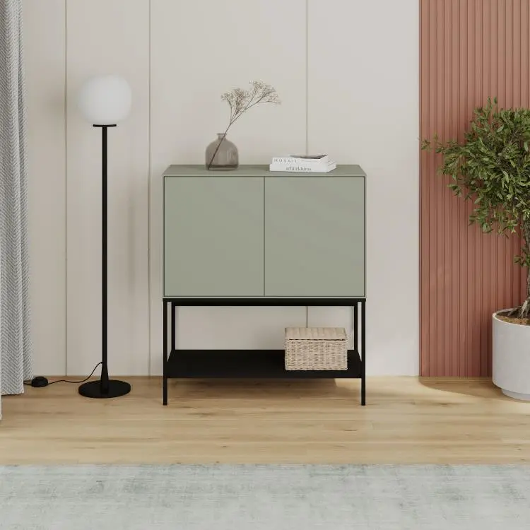 Komoda Houseland Amira 80 cm šedo-zelená