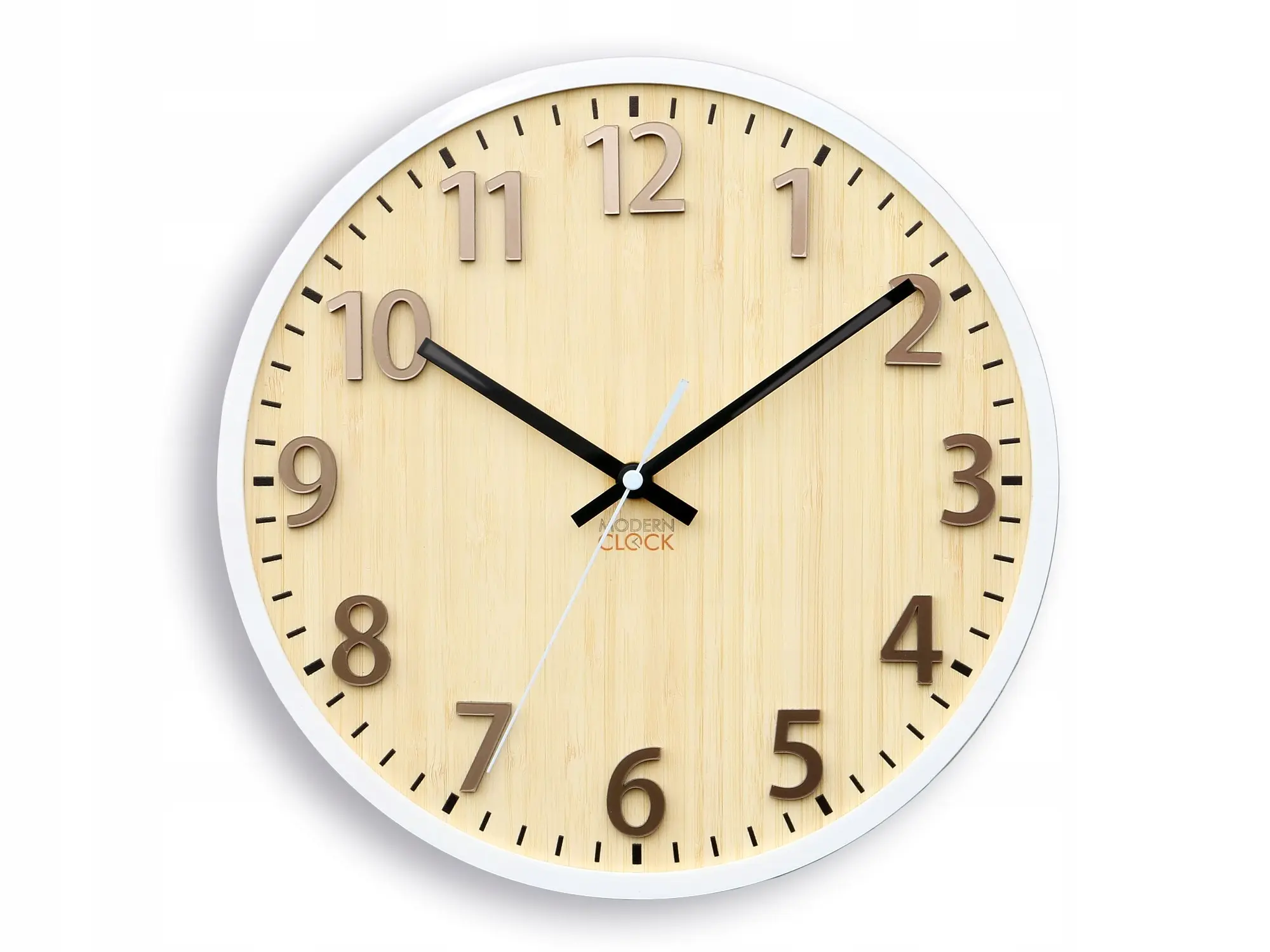 ModernClock Bambusové nástěnné hodiny Karina 30 cm hnědé/bílé