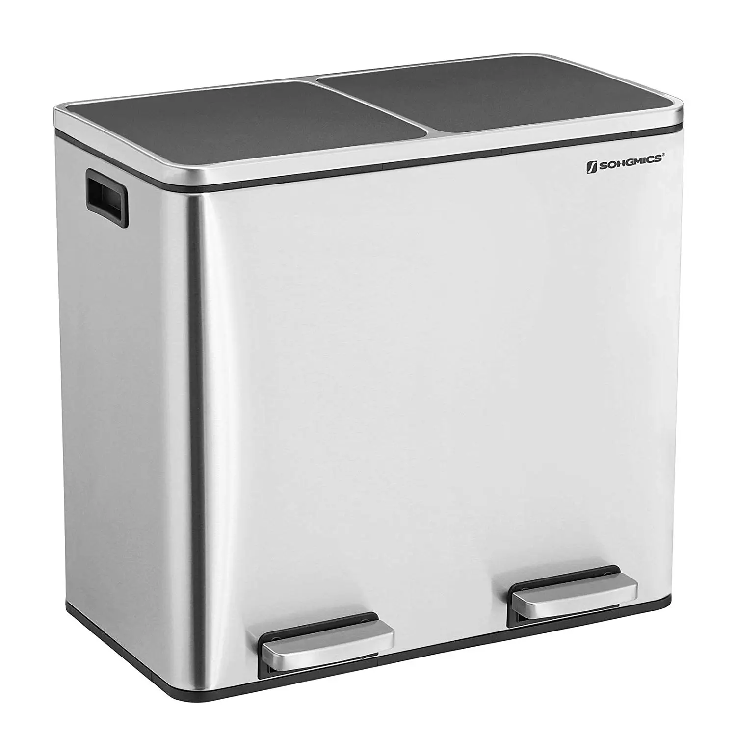 SONGMICS Odpadkový koš 2 x 24 L stříbrný