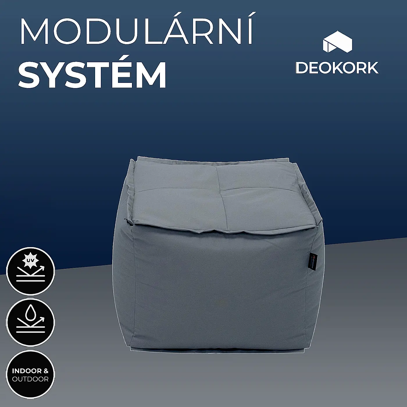 DEOKORK Zahradní textilní stolek/taburet MODULTEX (šedá) bez náplně
