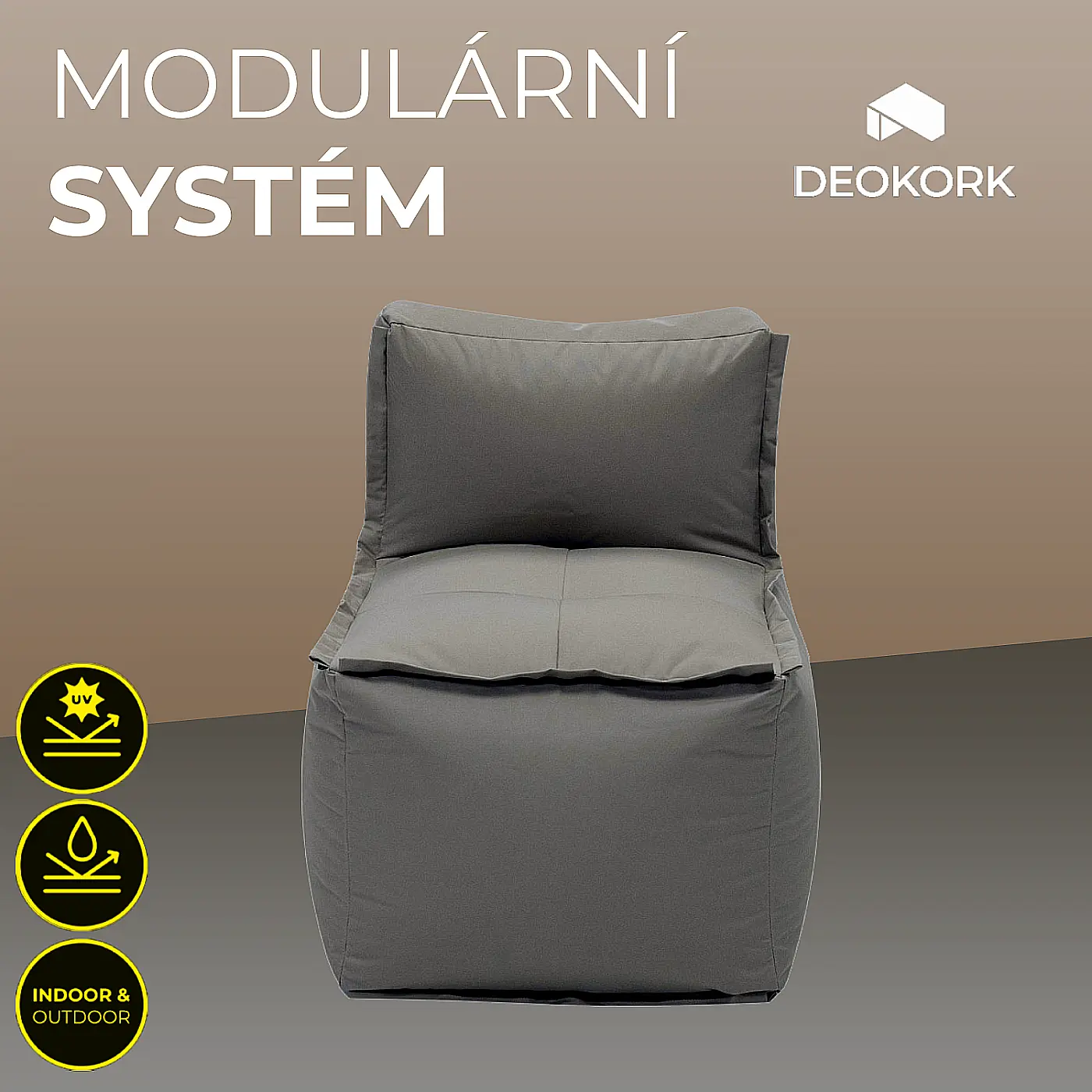 DEOKORK Zahradní textilní středový díl MODULTEX (šedo-hnědá) bez náplně