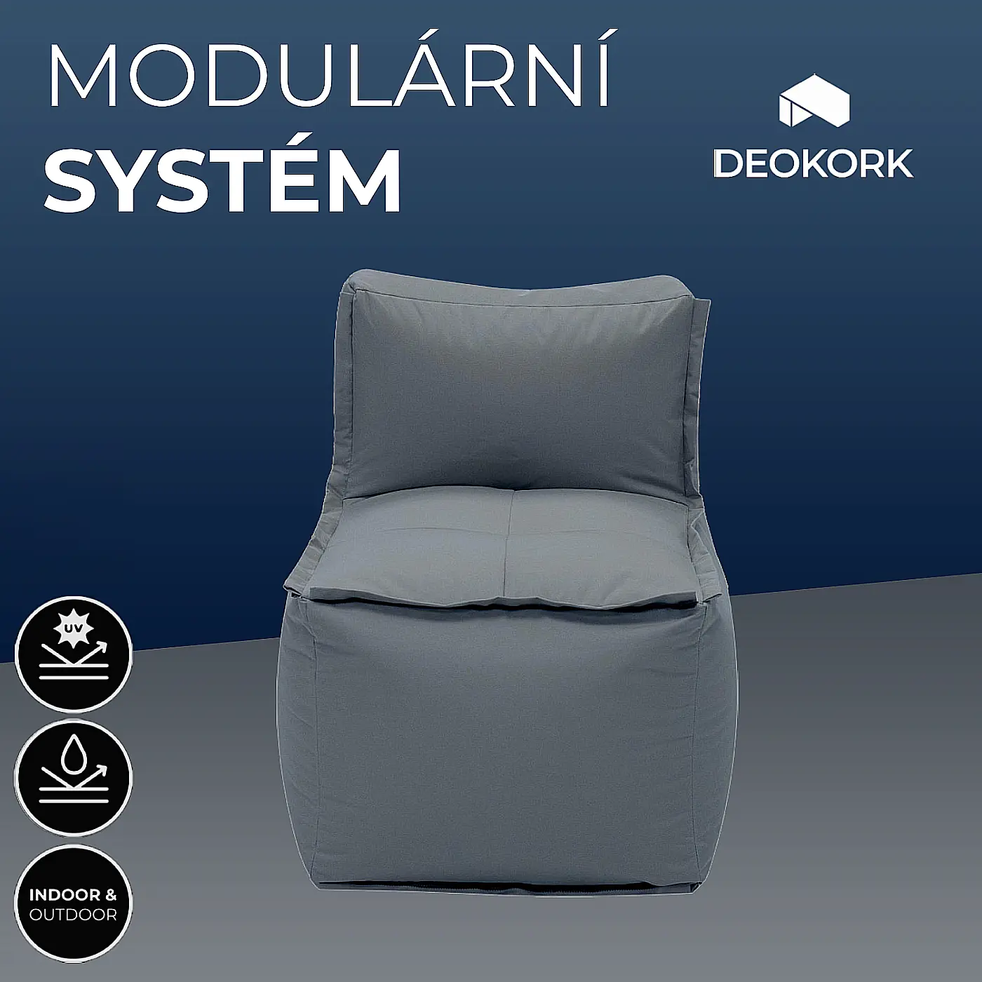 DEOKORK Zahradní textilní středový díl MODULTEX (šedá) bez náplně
