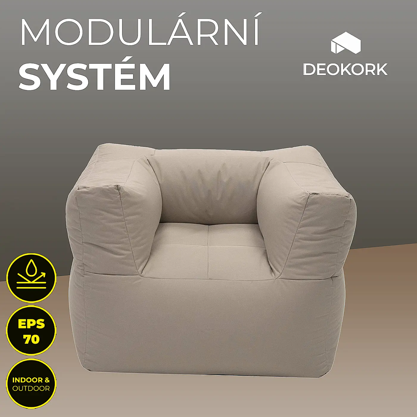 DEOKORK Zahradní textilní křeslo MODULTEX (cappuccino) bez náplně