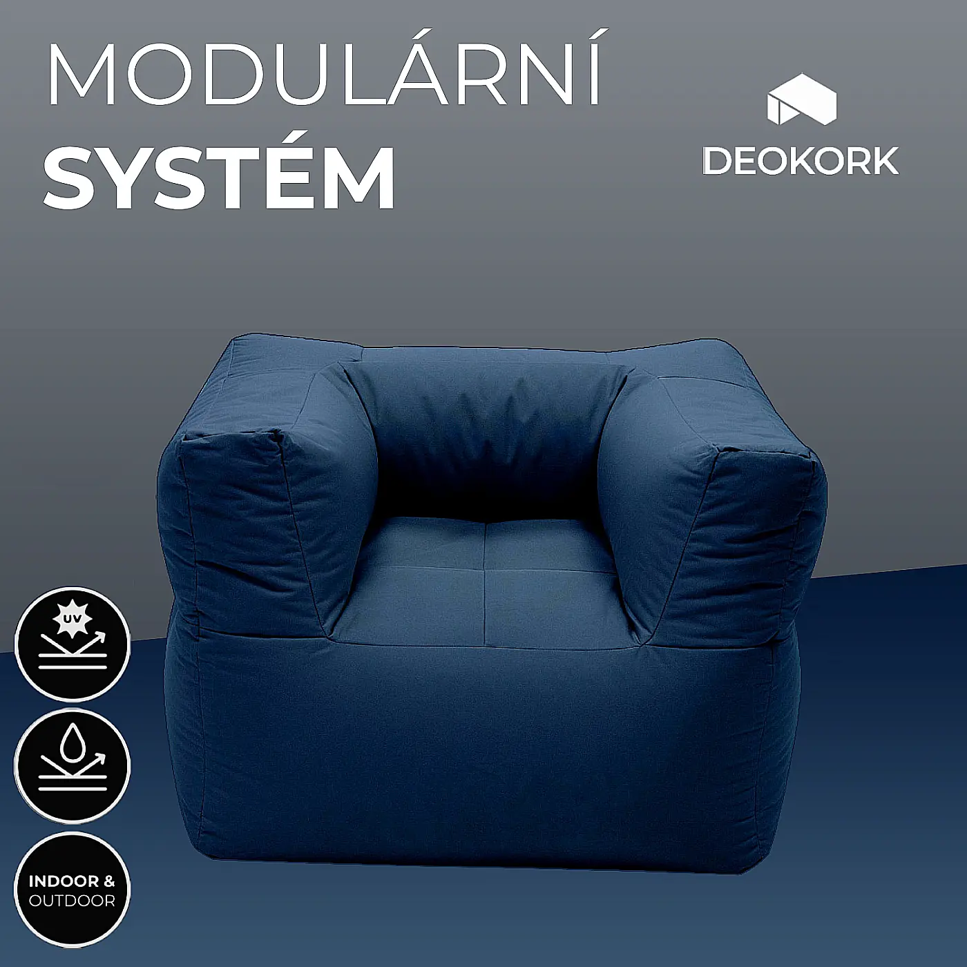 DEOKORK Zahradní textilní křeslo MODULTEX (tmavě modrá) bez náplně