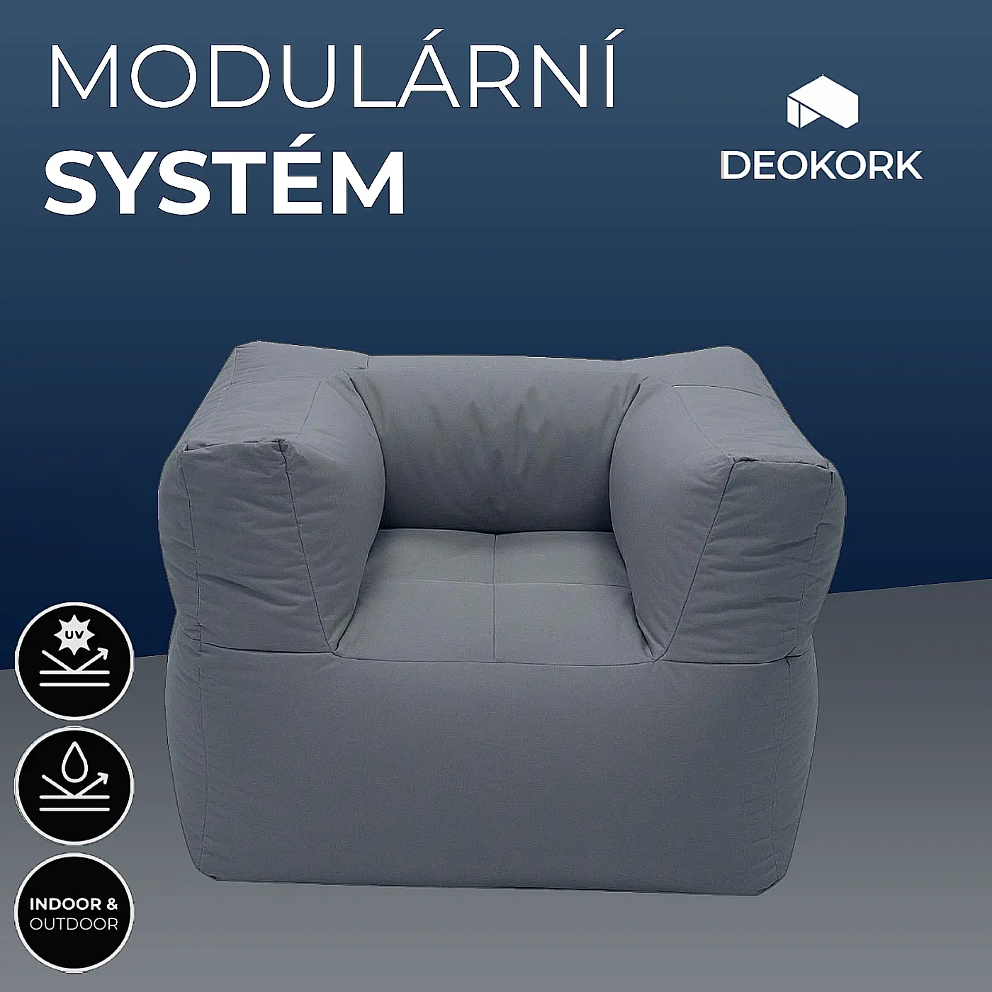 DEOKORK Zahradní textilní křeslo MODULTEX (šedá) bez náplně