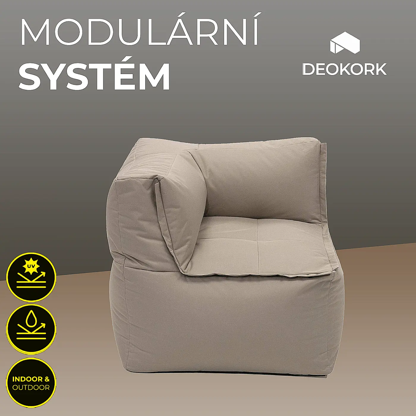 DEOKORK Zahradní textilní rohový díl MODULTEX (cappuccino) bez náplně