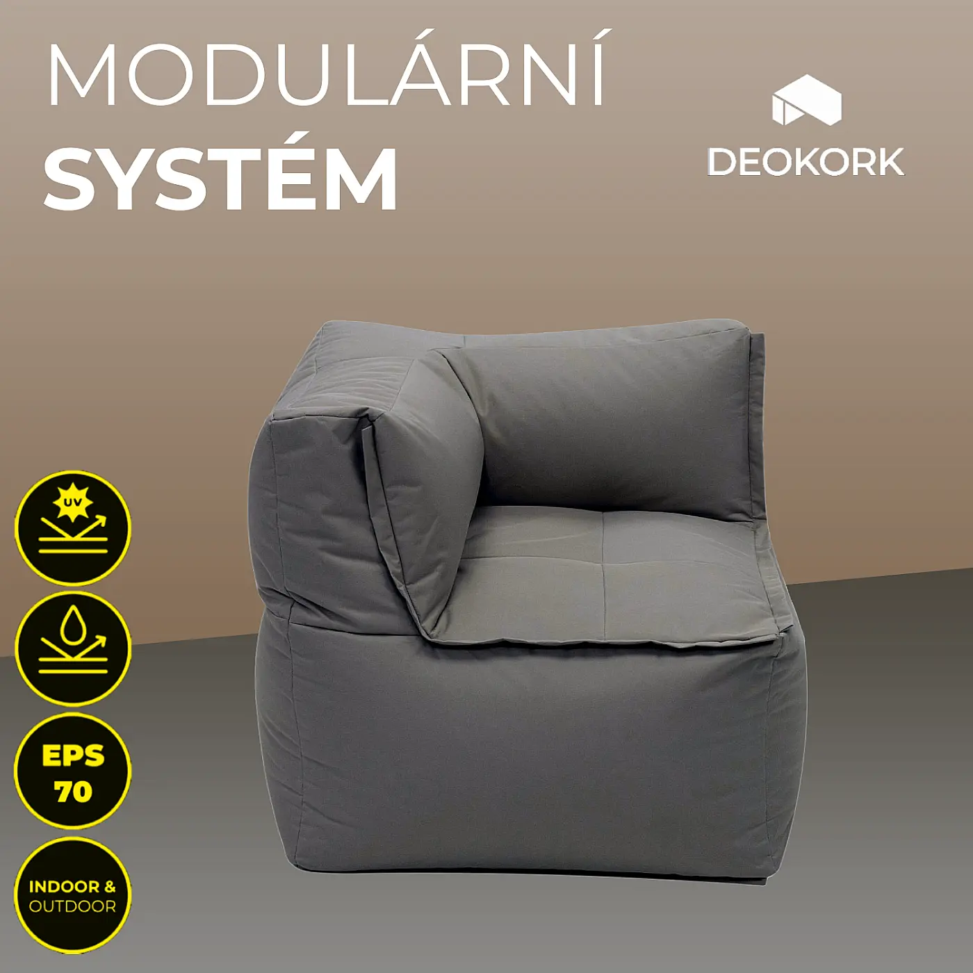 DEOKORK Zahradní textilní rohový díl MODULTEX (šedo-hnědá) bez náplně