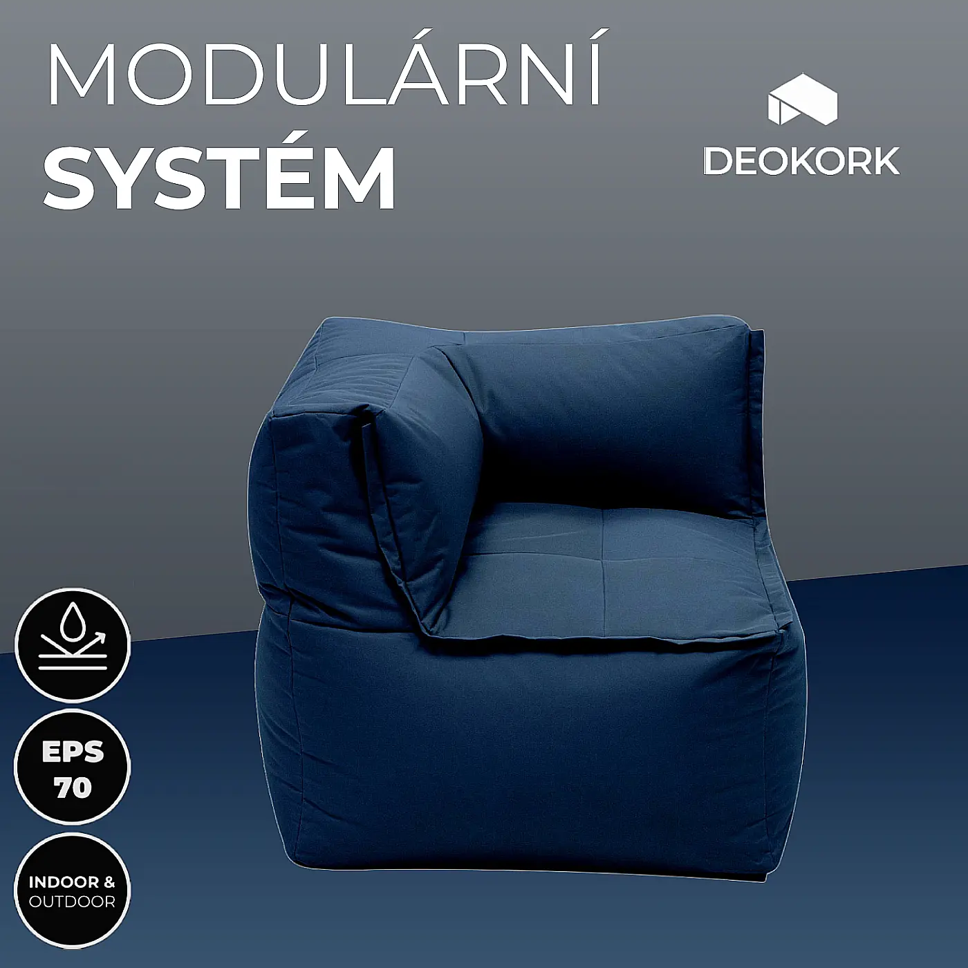 DEOKORK Zahradní textilní rohový díl MODULTEX (tmavě modrá) bez náplně