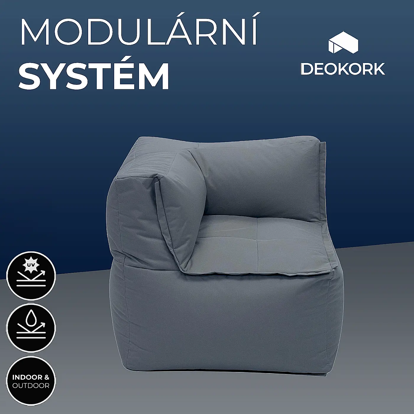 DEOKORK Zahradní textilní rohový díl MODULTEX (šedá) bez náplně