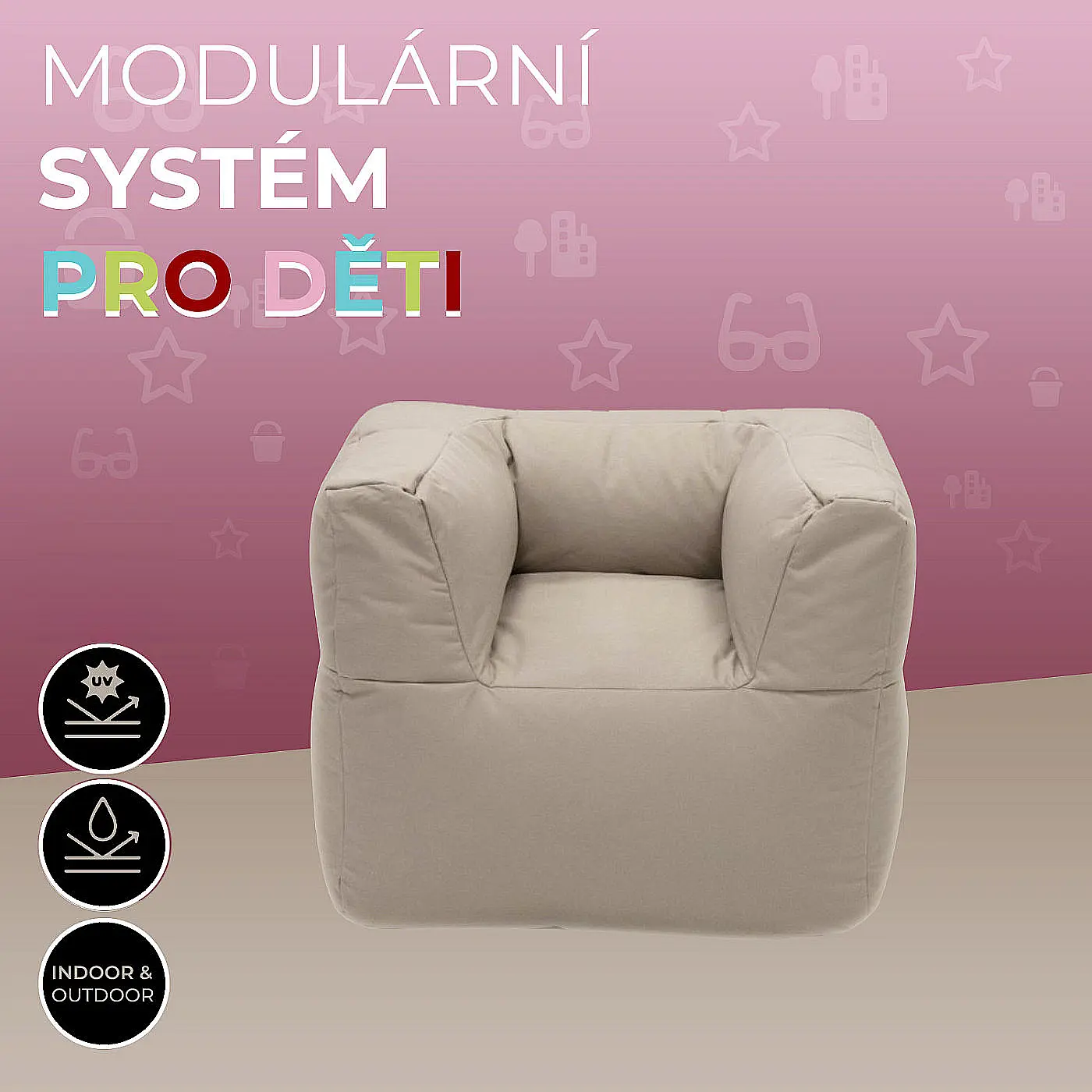 DEOKORK Zahradní dětské textilní křeslo MODULTEX KIDS (cappuccino) bez náplně