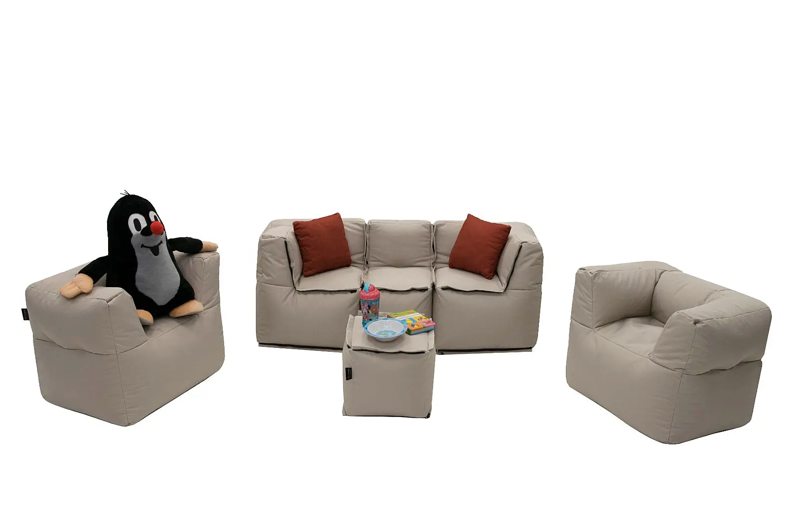 Textilní dětská modulová sestava MODULTEX KIDS pro 5 osob (cappuccino) bez náplně