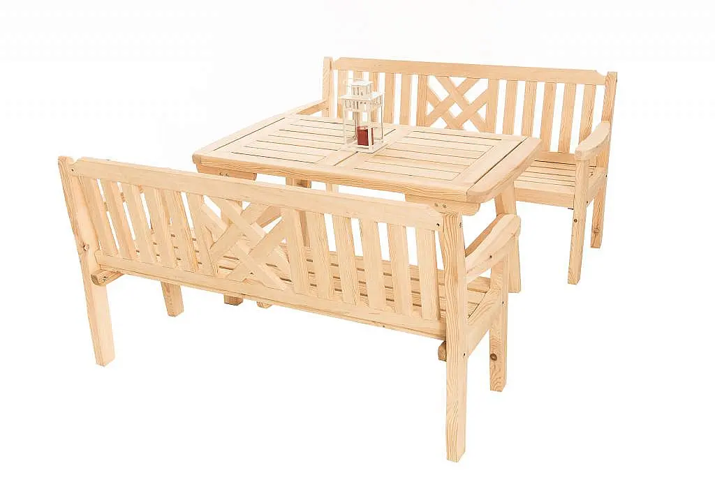 DEOKORK Masivní zahradní sestava z borovice ROMANTIC 1+2 (32 mm) - různé délky