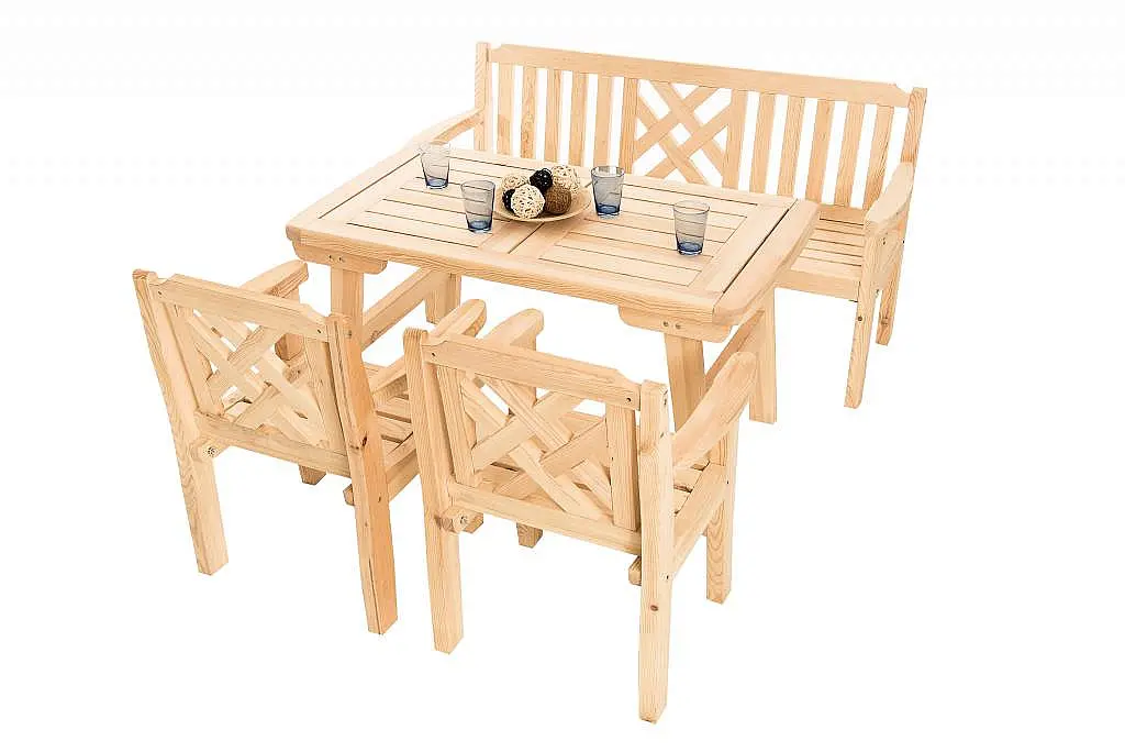 DEOKORK Masivní zahradní sestava z borovice ROMANTIC 1+2+1 (32 mm) - různé délky