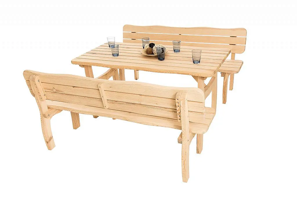 DEOKORK Masivní zahradní sestava z borovice VIKING 1+2 (40 mm) - různé délky 150 cm