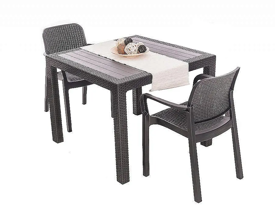 DEOKORK Zahradní ratanová sestava KARA MINI 1+2 (antracit)