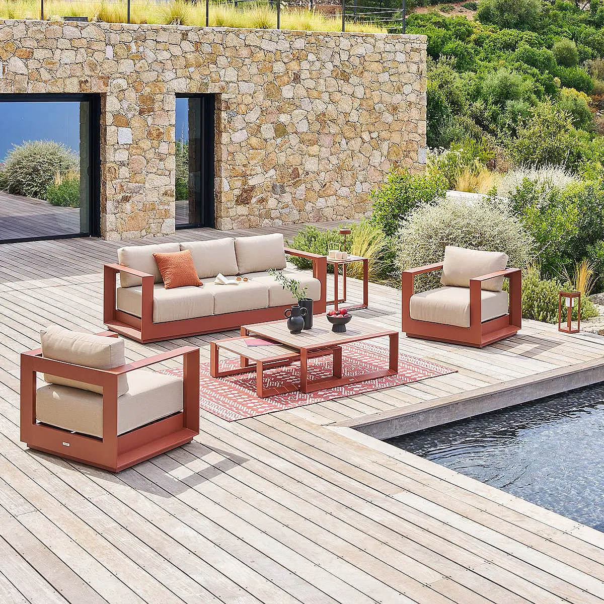 Hliníková sestava pro 5 osob MADRID NEW (terracotta)