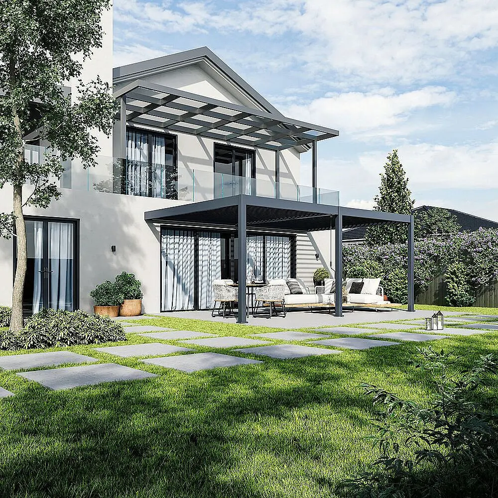 DEOKORK Zahradní hliníková pergola do stěny 6x4 m (antracit)