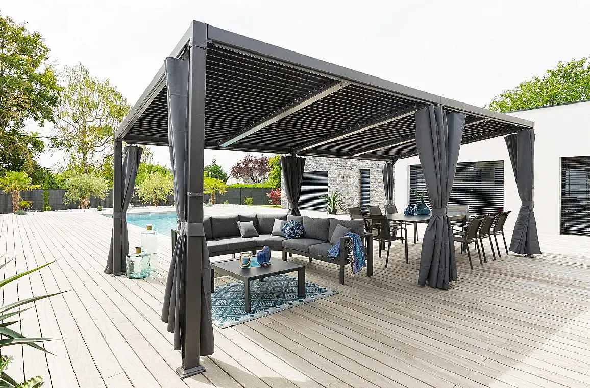 DEOKORK Zahradní hliníkový altán LUXURY 6x3,5 m (grafit)