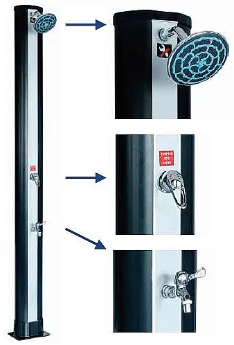 Hanscraft Solární sprcha BLUE RAINBOW s oplachem nohou (antracit / inox)