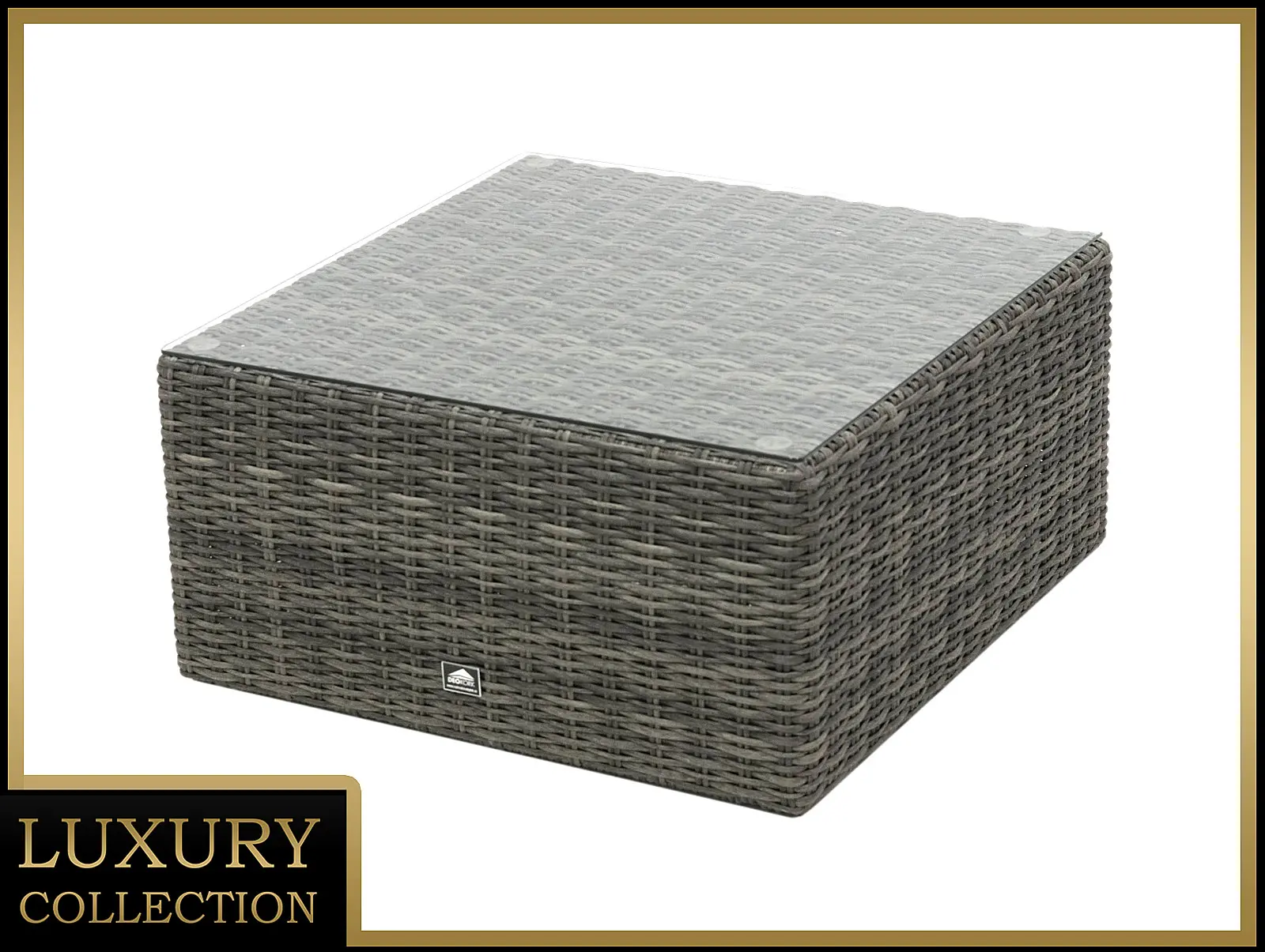 DEOKORK Ratanový stolek/taburet 73 x 73 cm BORNEO LUXURY (šedá)