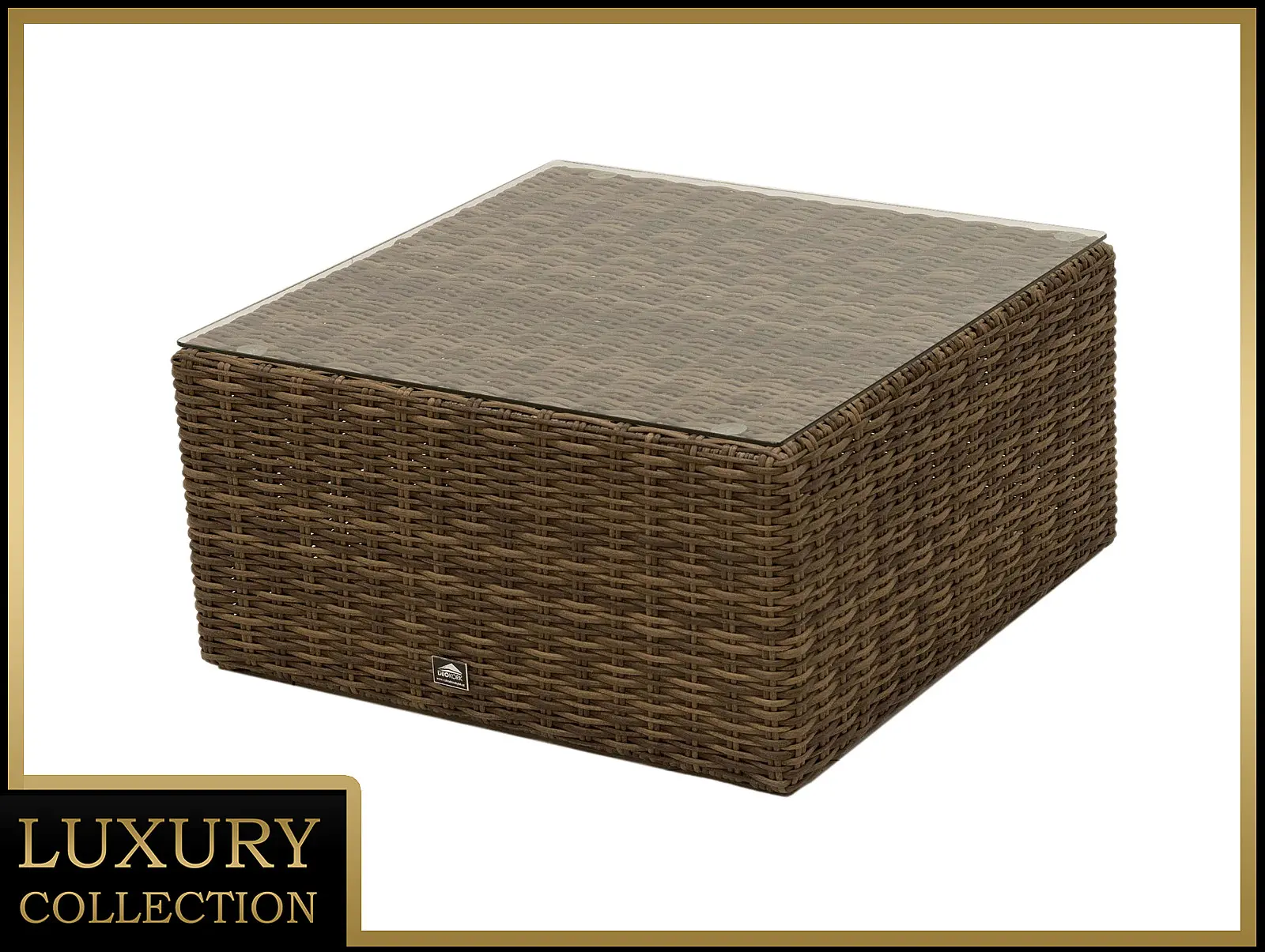 DEOKORK Ratanový stolek/taburet 73 x 73 cm BORNEO LUXURY (hnědá)