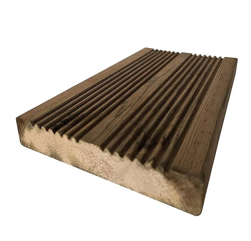 Terasová prkna IMPREGNOVANÁ SEVERSKÁ BOROVICE 27 × 144 × 3000 mm | jemně rýh. / hladká